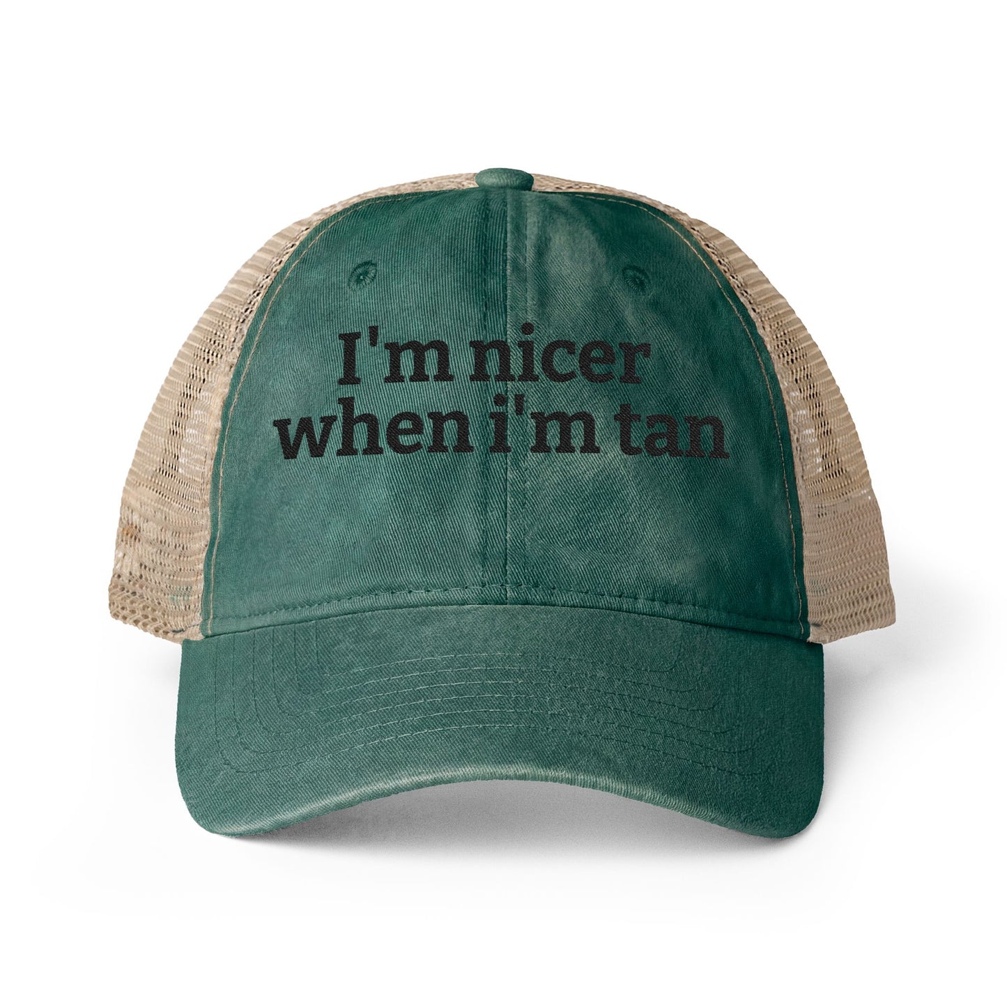 Women's Washed Mesh-Back Cap  "I'm nicer when I'm tan"