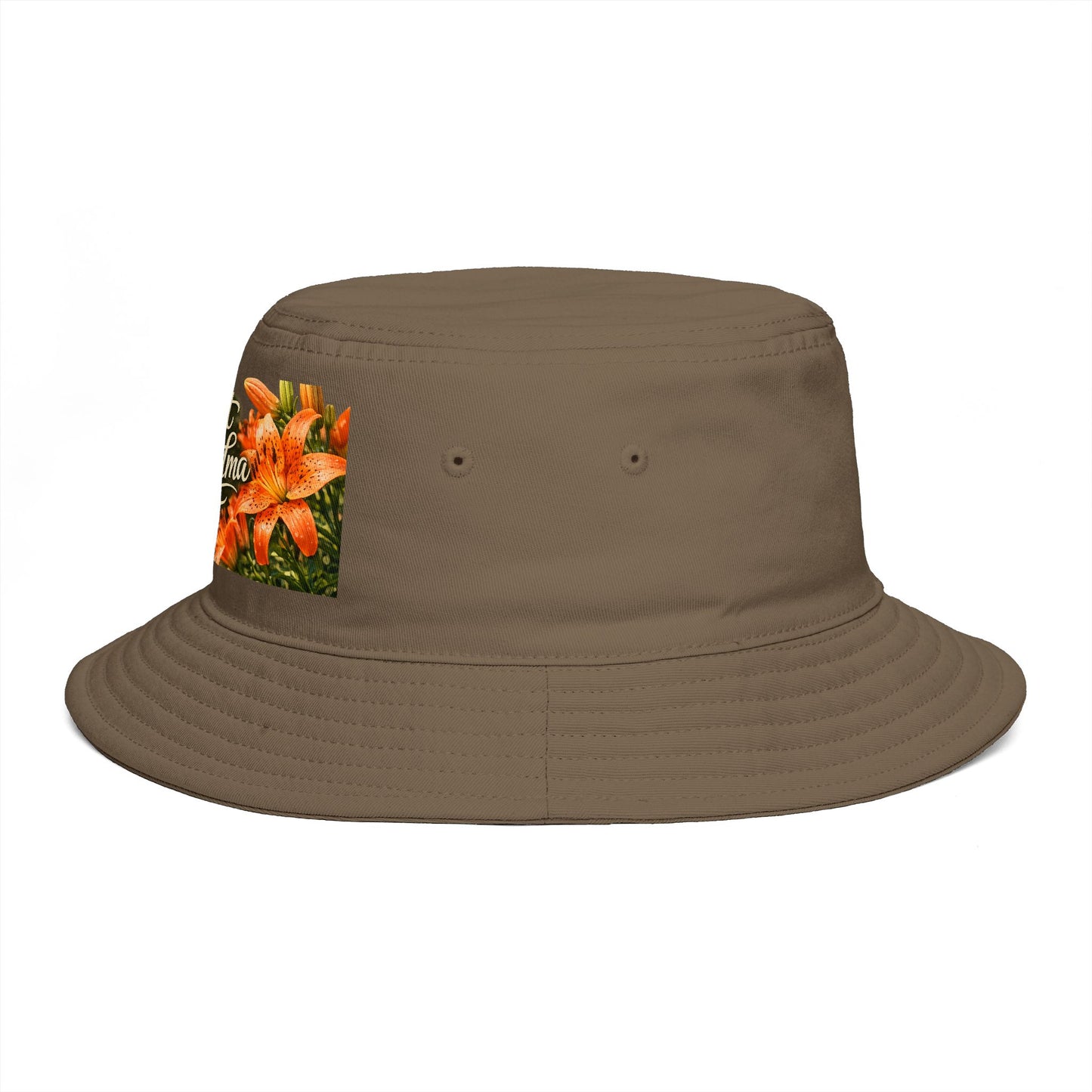 Great Grandma Floral Bucket Hat — Vintage Hummingbird & Lily Gift