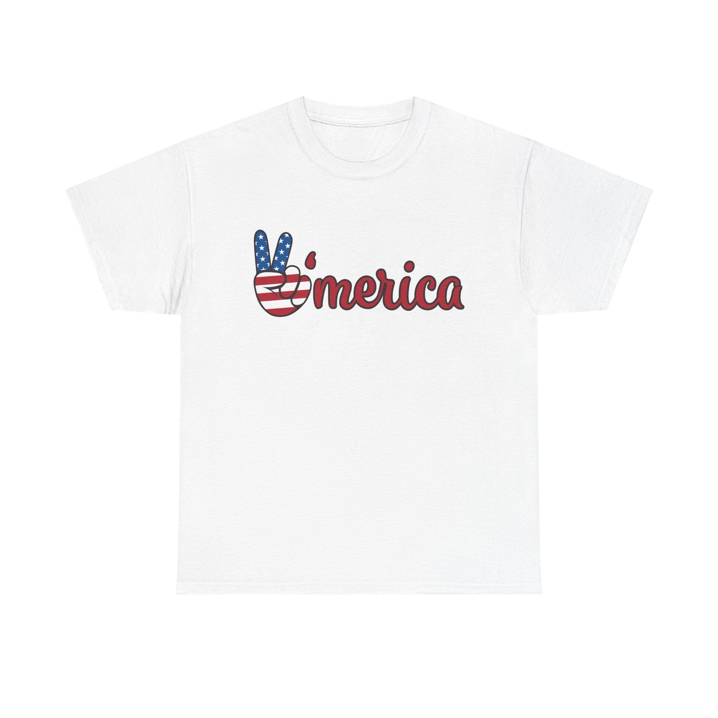 'Merica Peace Sign T-Shirt – Patriotic USA Flag Graphic Tee for 4th of July