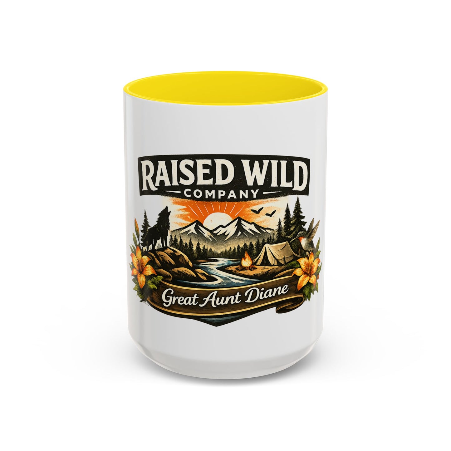 Raised Wild Company Camping Coffee Mug – Personalized “Great Aunt Diane” Gift