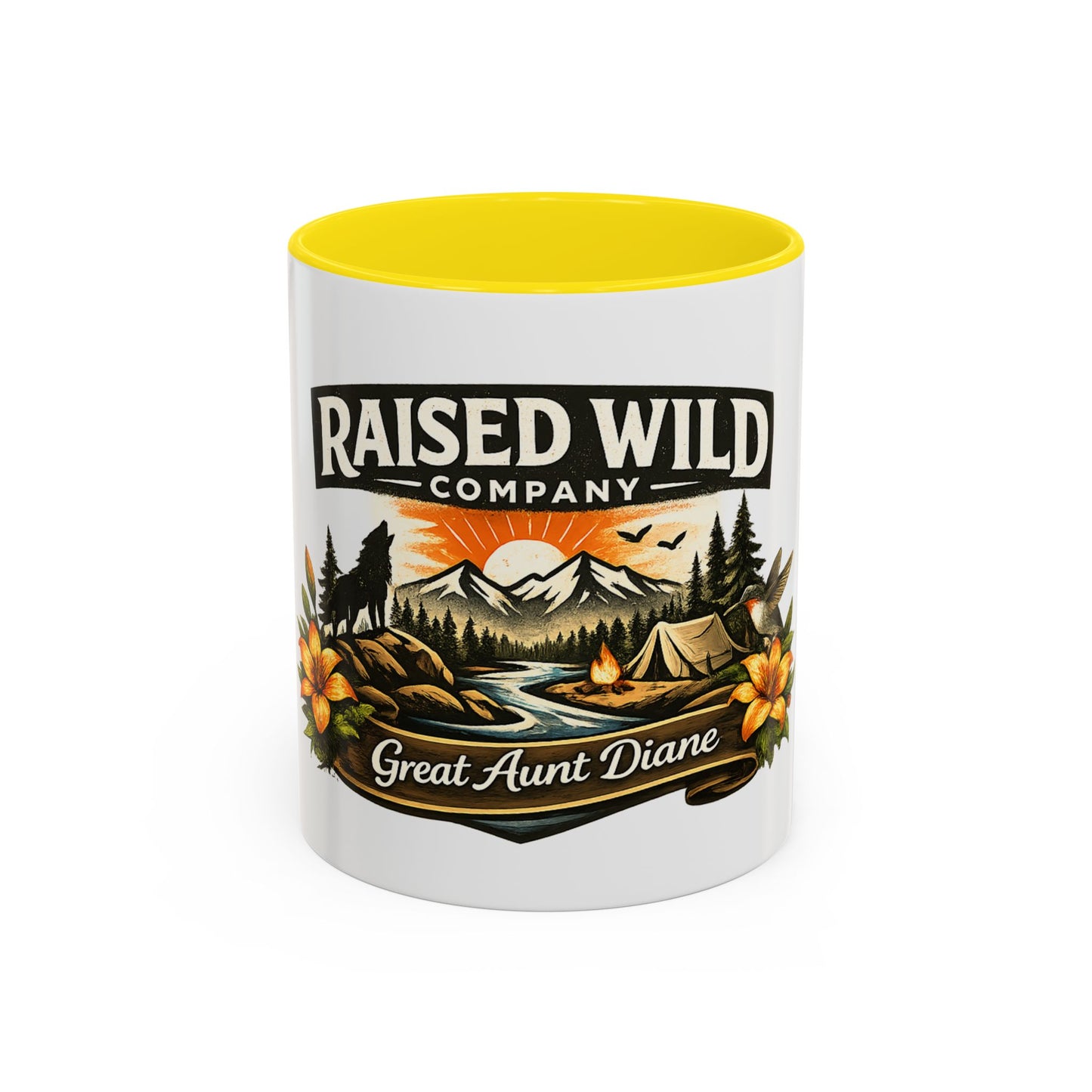 Raised Wild Company Camping Coffee Mug – Personalized “Great Aunt Diane” Gift