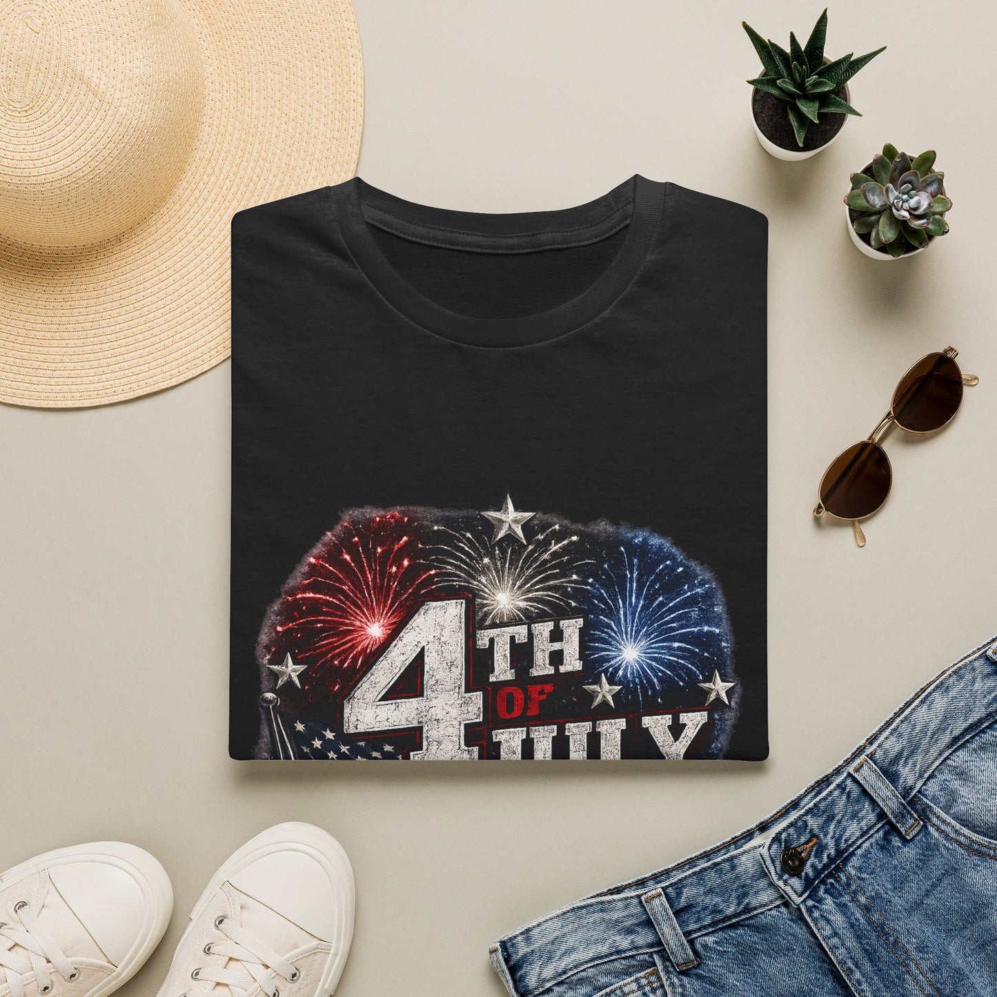 4th of July USA T-Shirt — Patriotic Fireworks Tee