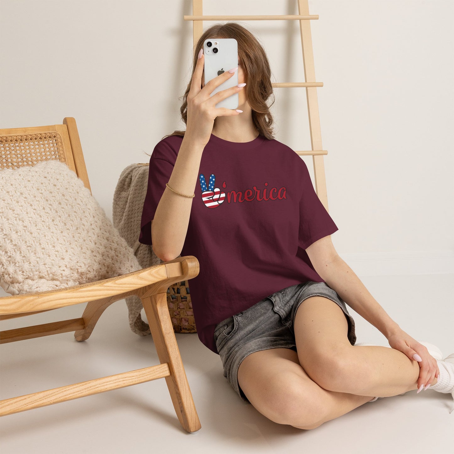 'Merica Peace Sign T-Shirt – Patriotic USA Flag Graphic Tee for 4th of July