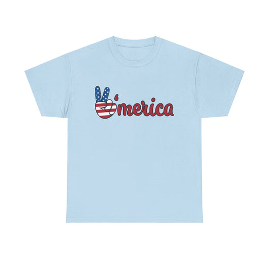 'Merica Peace Sign T-Shirt – Patriotic USA Flag Graphic Tee for 4th of July