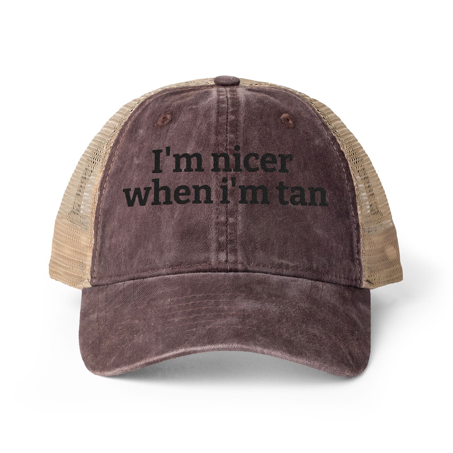 Women's Washed Mesh-Back Cap  "I'm nicer when I'm tan"