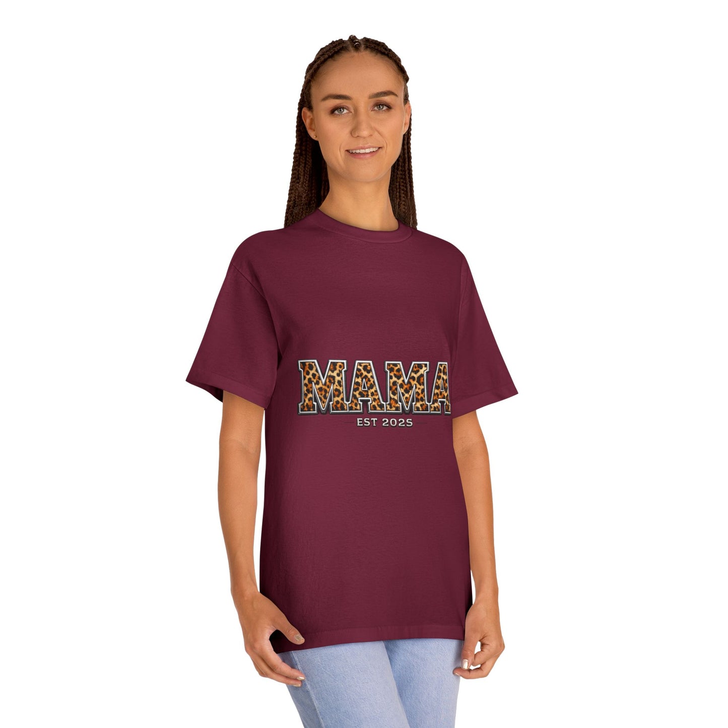 Mama Leopard Print Tee — "MAMA" Est. 1985 Graphic Shirt