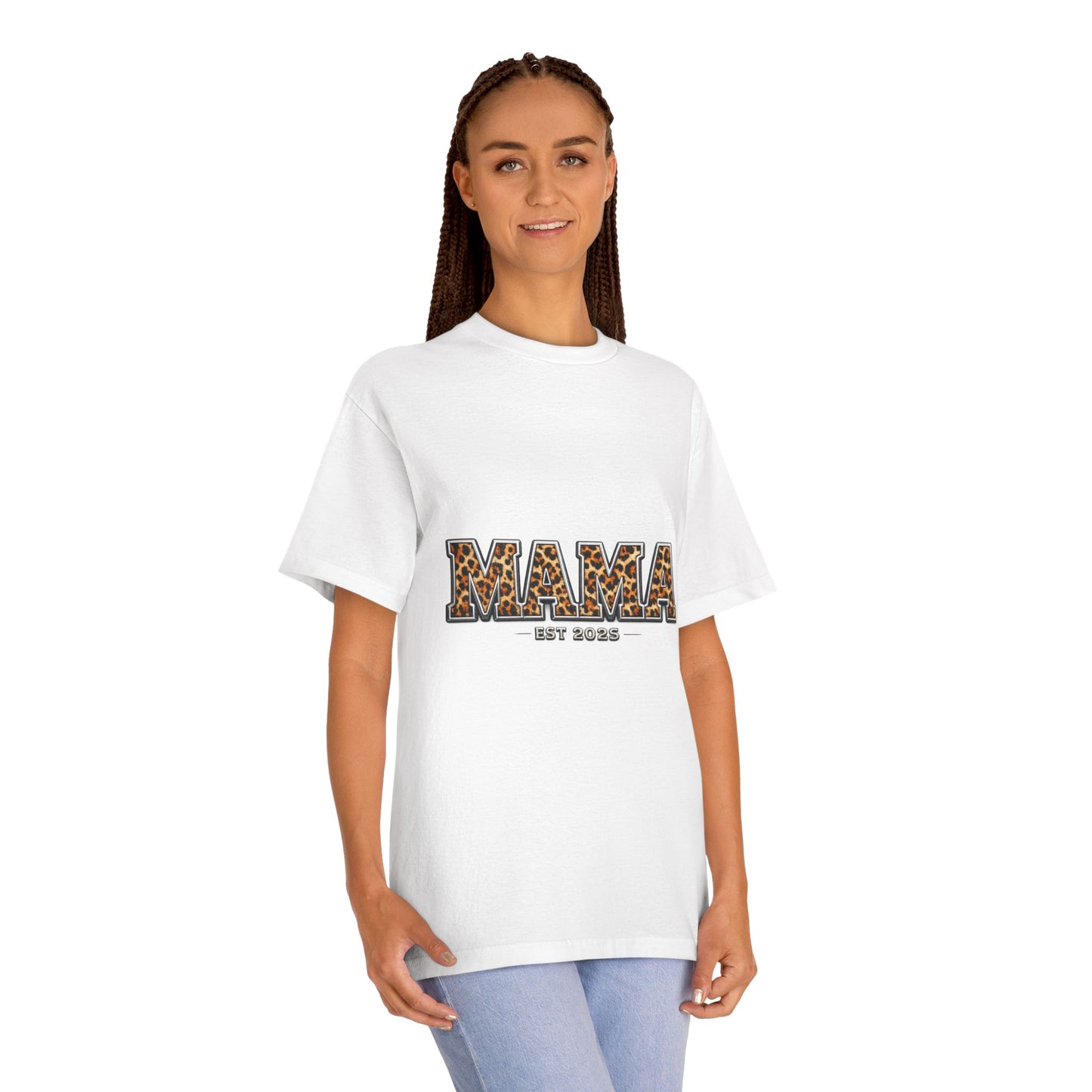 Mama Leopard Print Tee — "MAMA" Est. 1985 Graphic Shirt