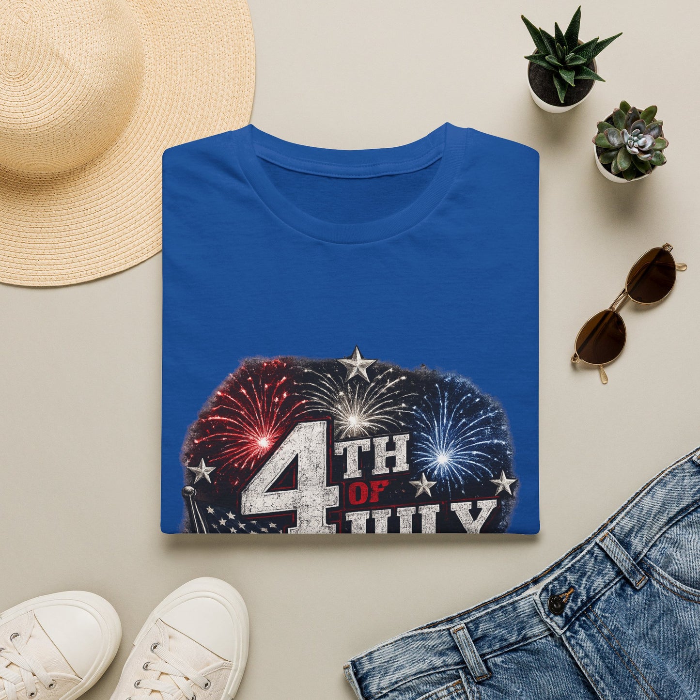 4th of July USA T-Shirt — Patriotic Fireworks Tee