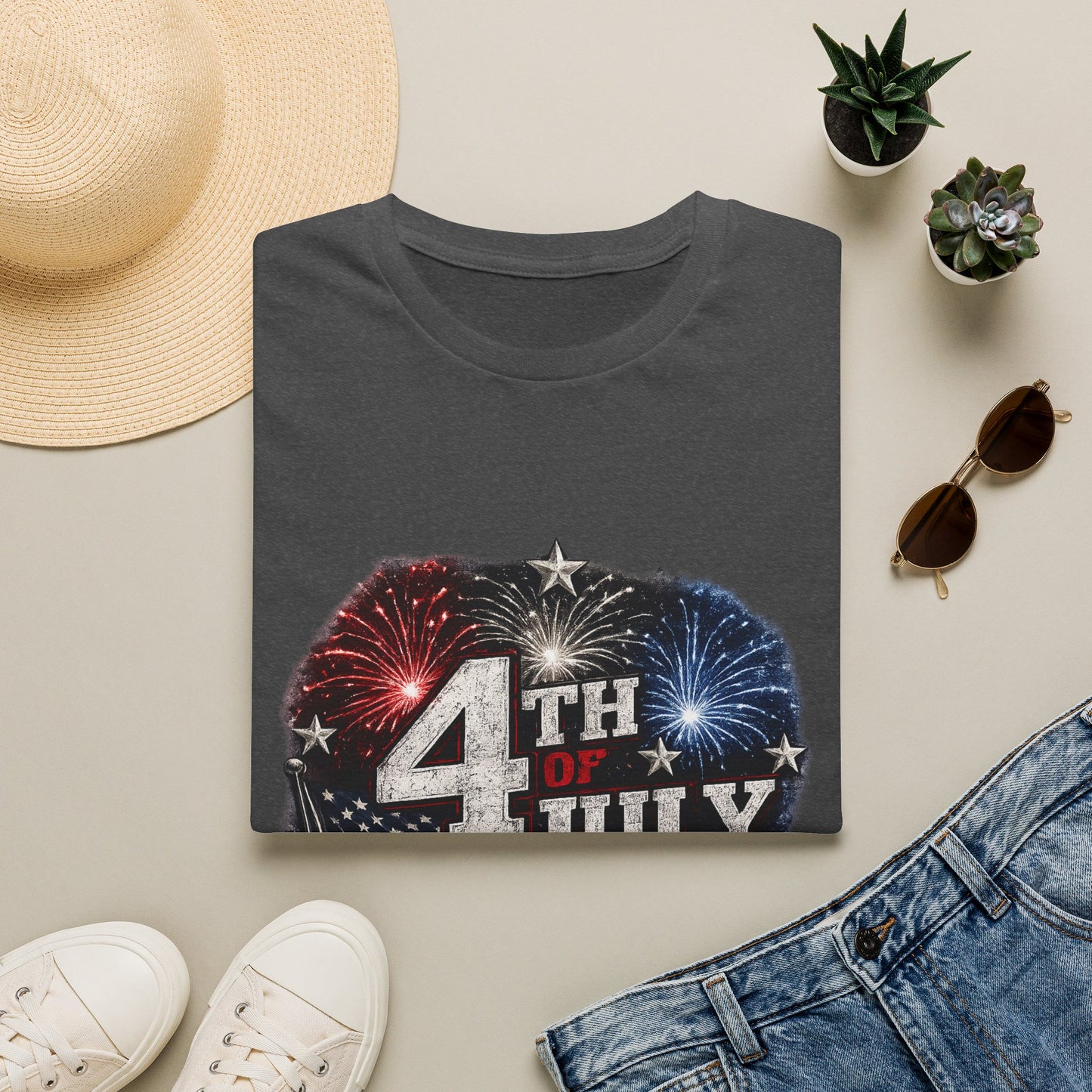 4th of July USA T-Shirt — Patriotic Fireworks Tee