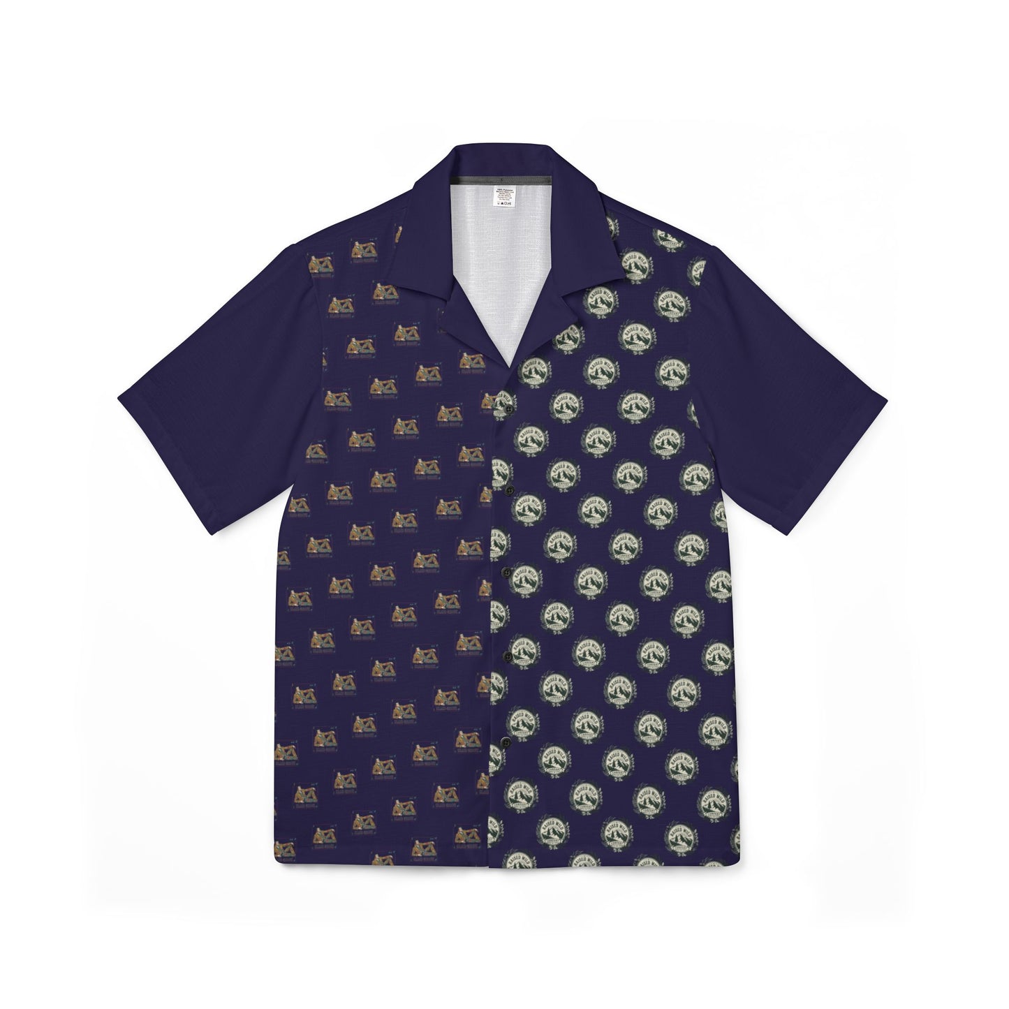 Men's White Hawaiian Camp Shirt with Repeating Cat Print – Casual Vacation Button-Up