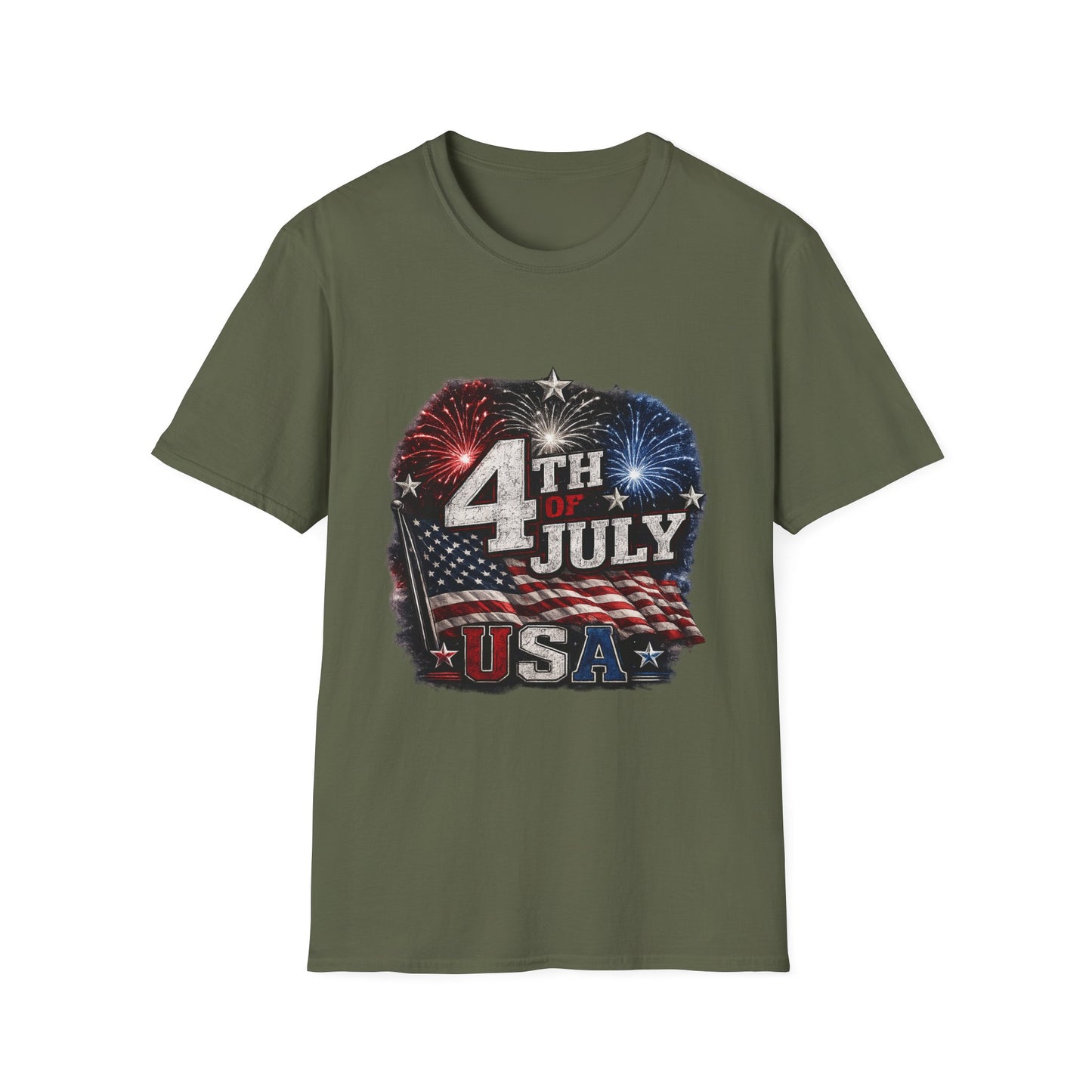 4th of July USA T-Shirt — Patriotic Fireworks Tee