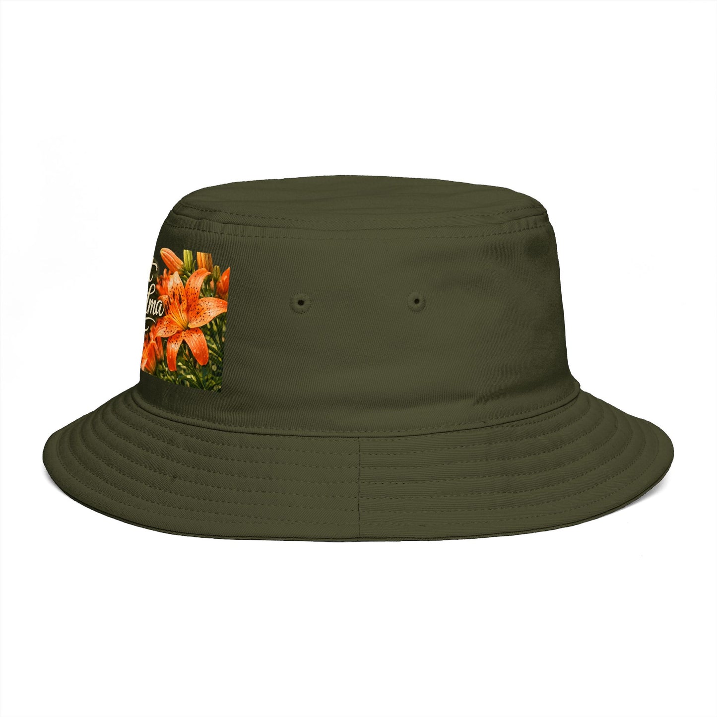 Great Grandma Floral Bucket Hat — Vintage Hummingbird & Lily Gift