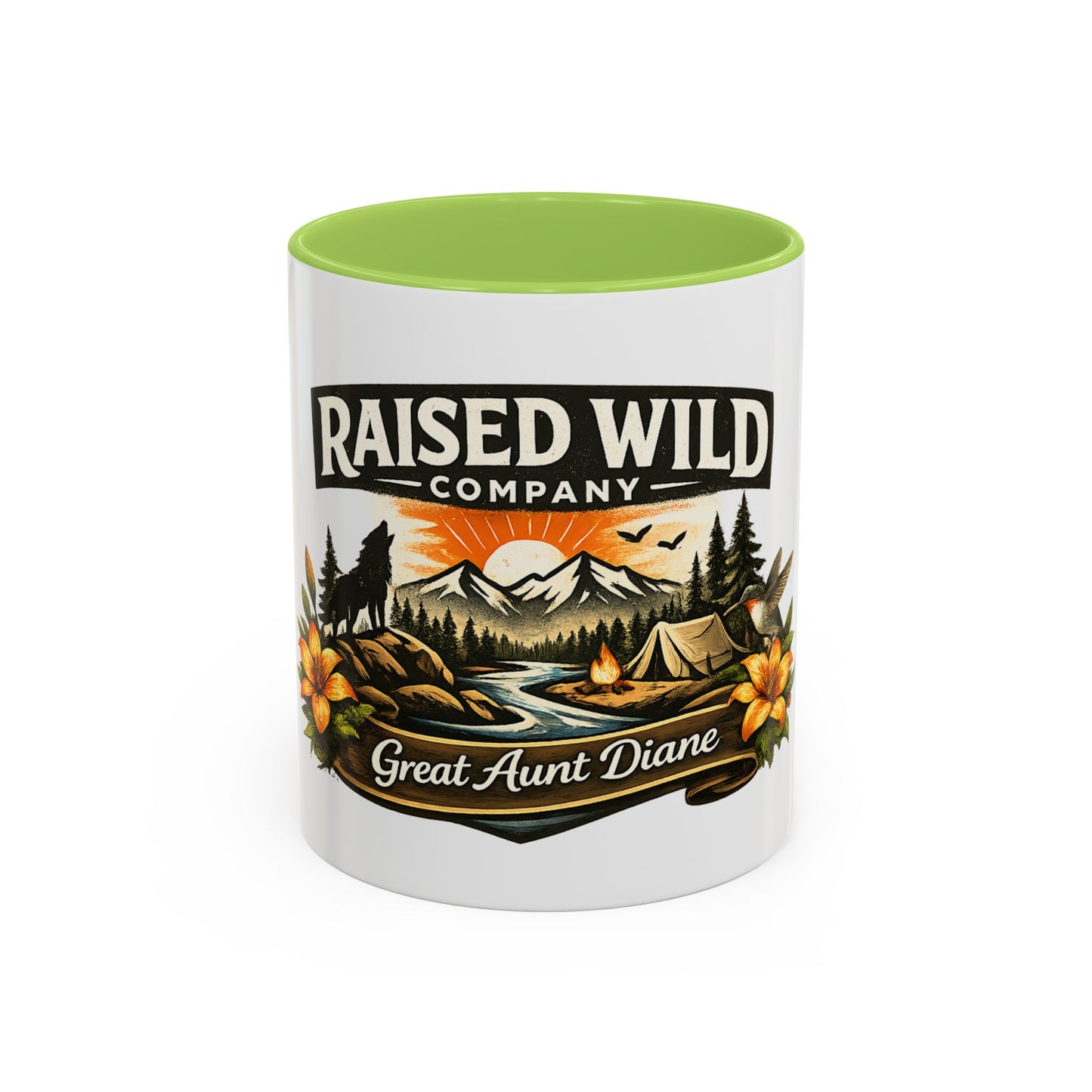 Raised Wild Company Camping Coffee Mug – Personalized “Great Aunt Diane” Gift