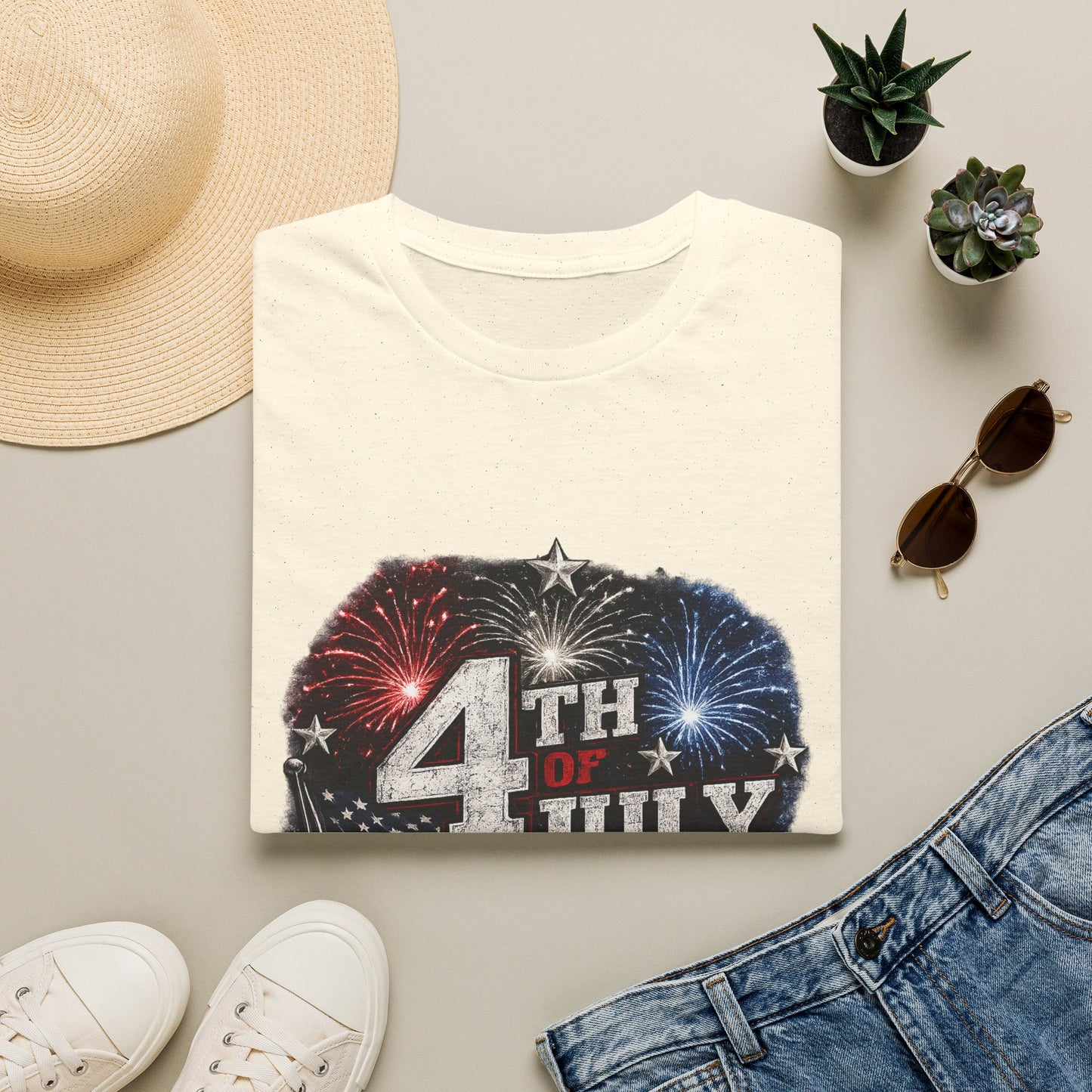 4th of July USA T-Shirt — Patriotic Fireworks Tee