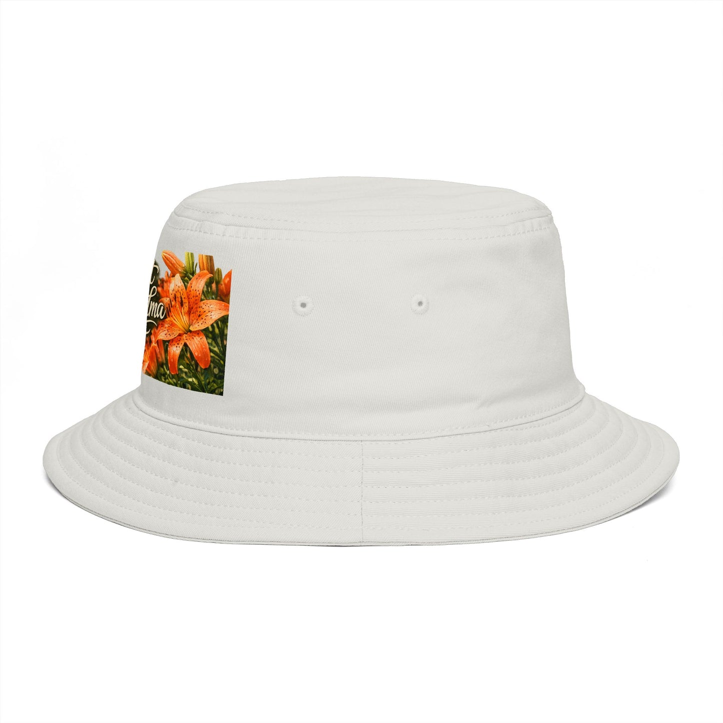 Great Grandma Floral Bucket Hat — Vintage Hummingbird & Lily Gift