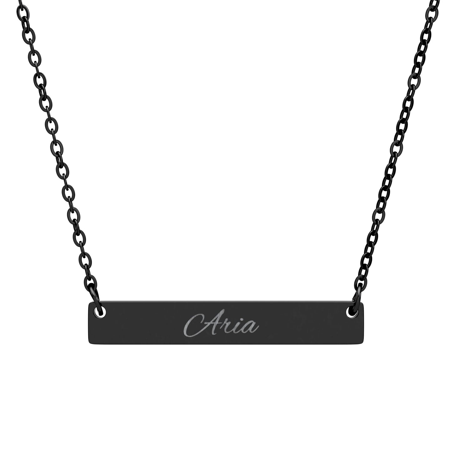 Engravable Horizontal Bar Necklace — Personalized Name Pendant
