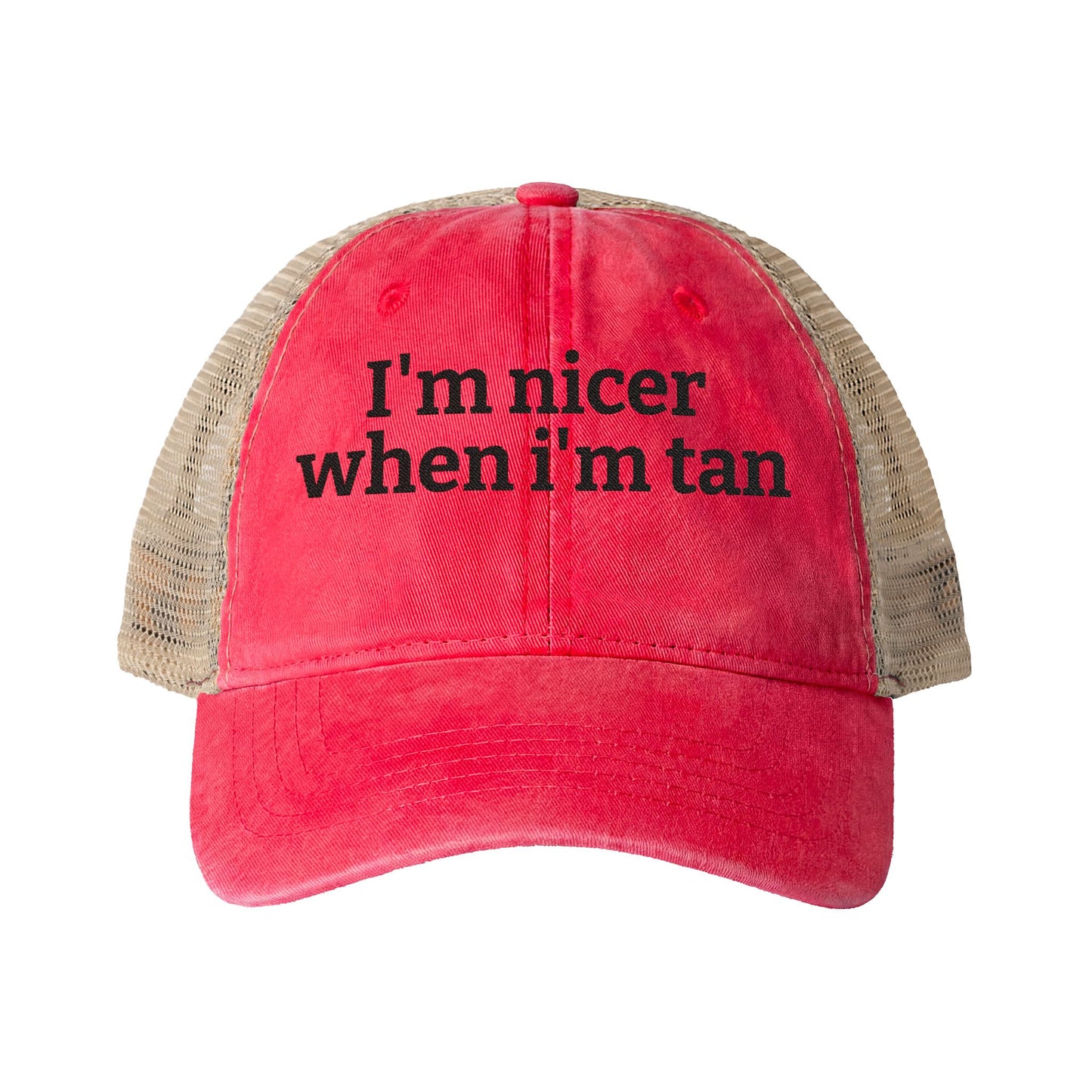 Women's Washed Mesh-Back Cap  "I'm nicer when I'm tan"