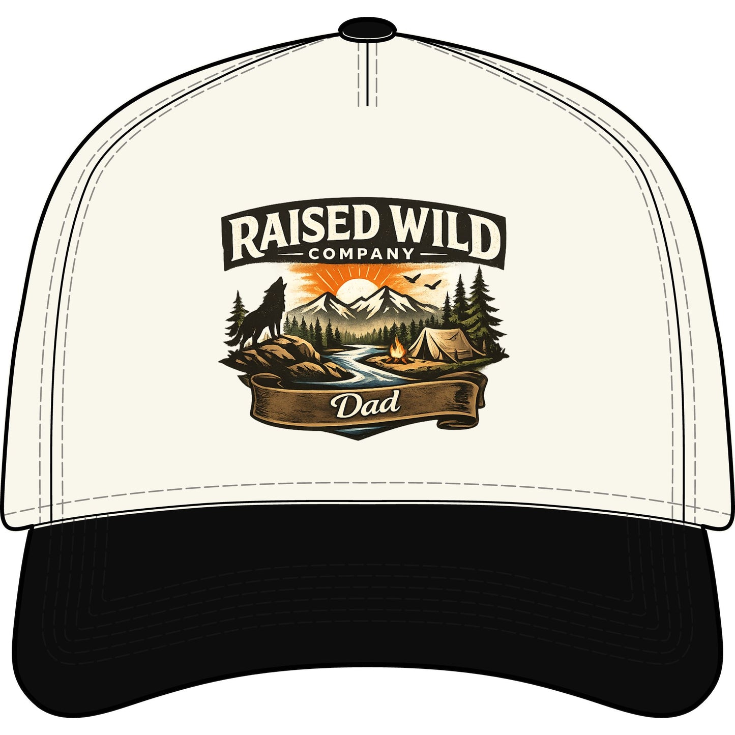 Raised Wild Dad Two-Tone Truckers Hat — Outdoor Camping Cap