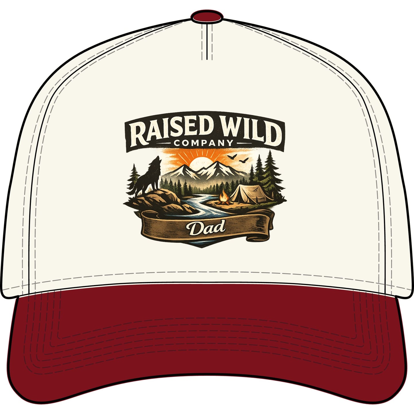 Raised Wild Dad Two-Tone Truckers Hat — Outdoor Camping Cap
