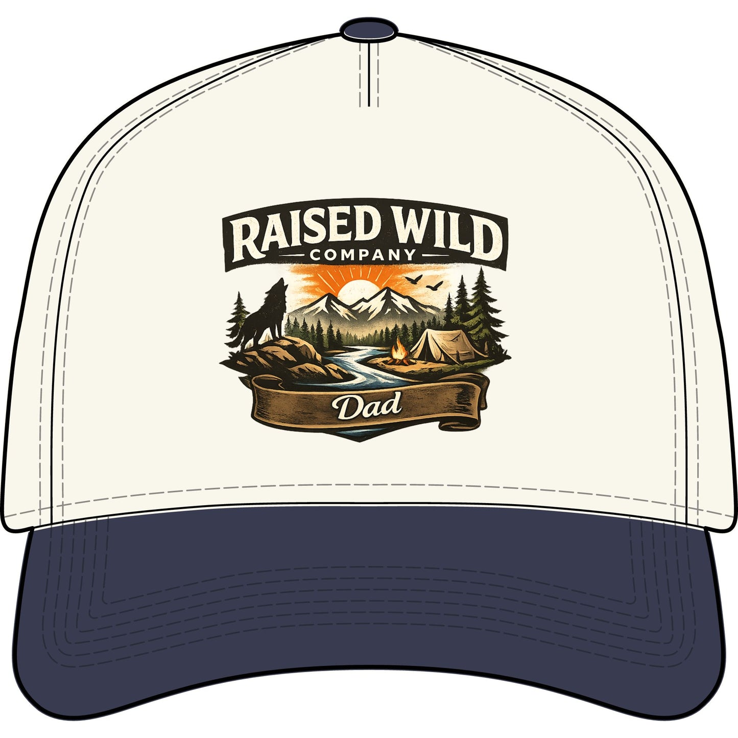 Raised Wild Dad Two-Tone Truckers Hat — Outdoor Camping Cap