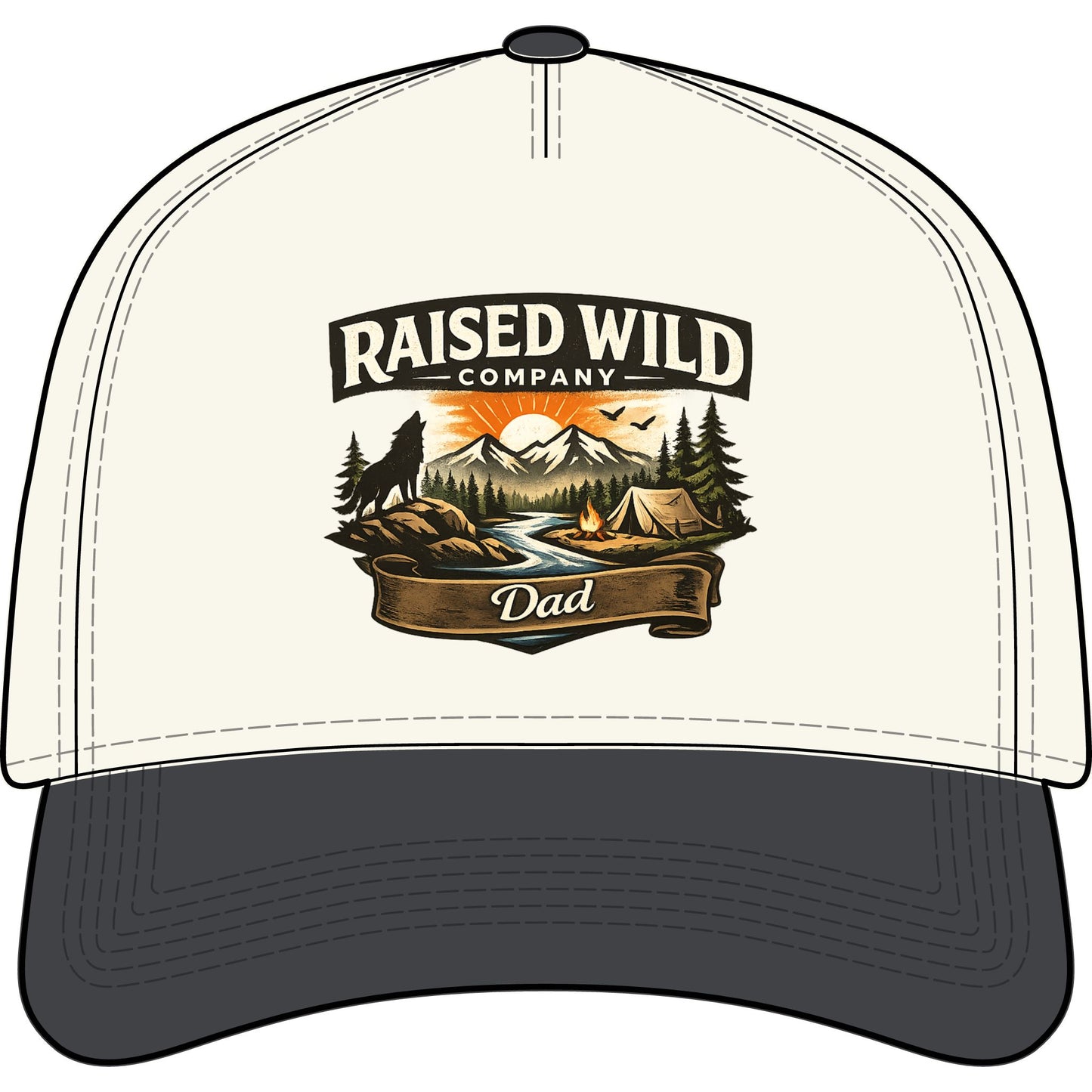Raised Wild Dad Two-Tone Truckers Hat — Outdoor Camping Cap