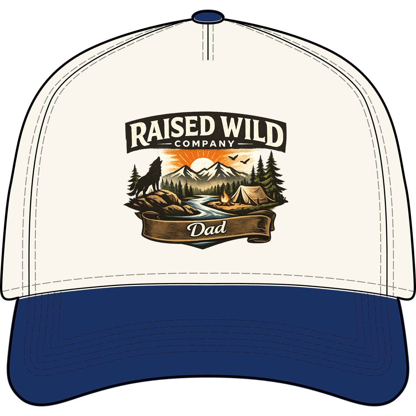 Raised Wild Dad Two-Tone Truckers Hat — Outdoor Camping Cap