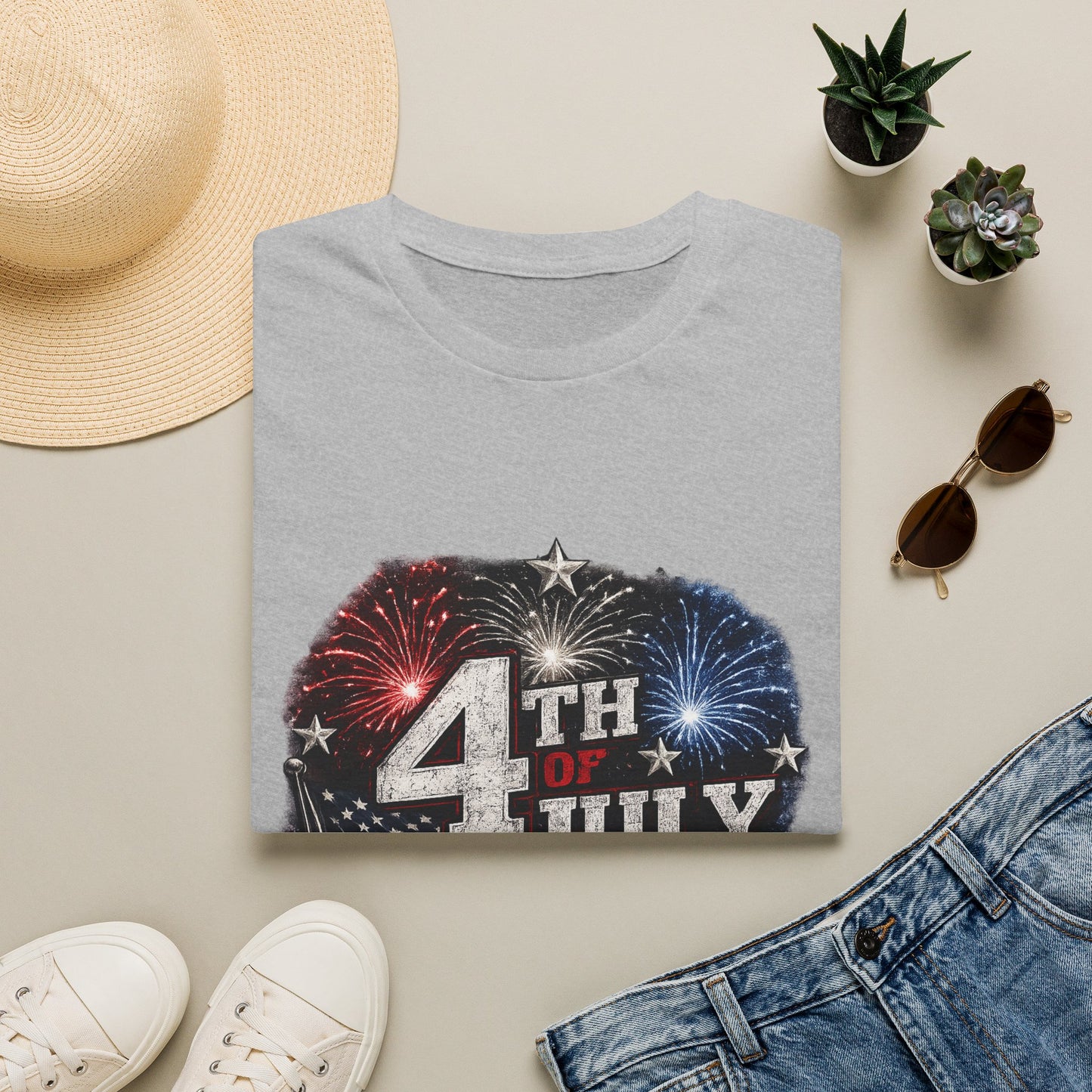 4th of July USA T-Shirt — Patriotic Fireworks Tee