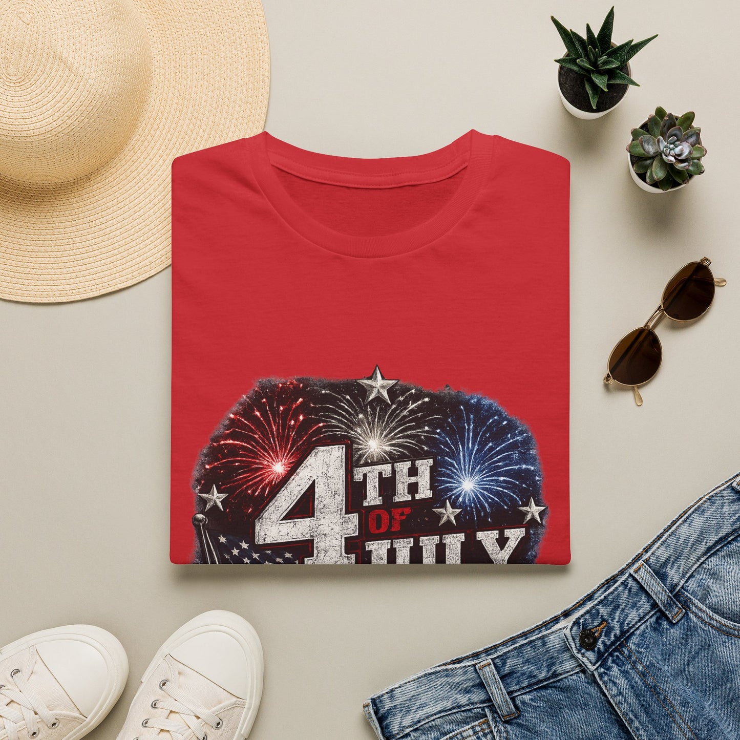 4th of July USA T-Shirt — Patriotic Fireworks Tee