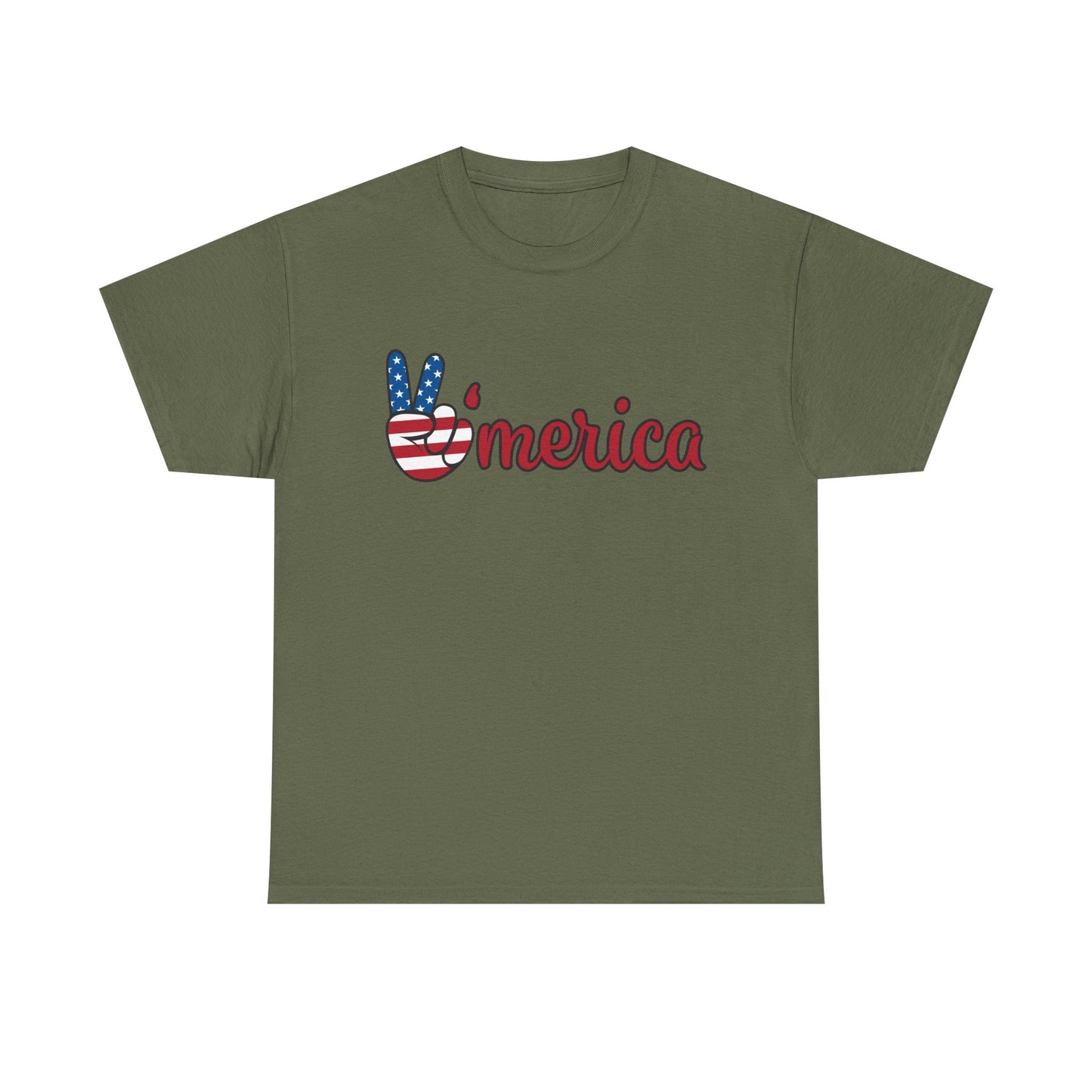 'Merica Peace Sign T-Shirt – Patriotic USA Flag Graphic Tee for 4th of July