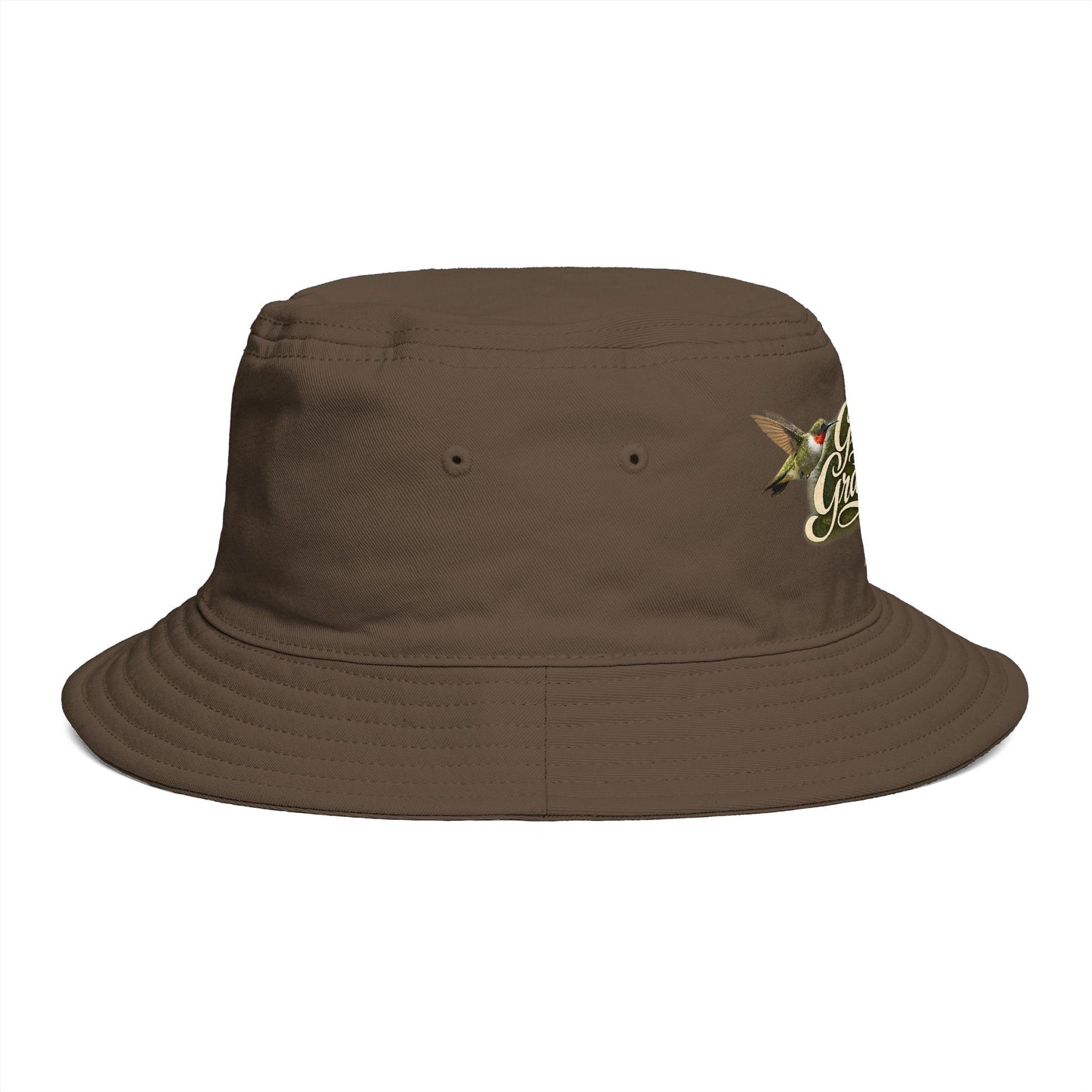 Great Grandma Floral Bucket Hat — Vintage Hummingbird & Lily Gift