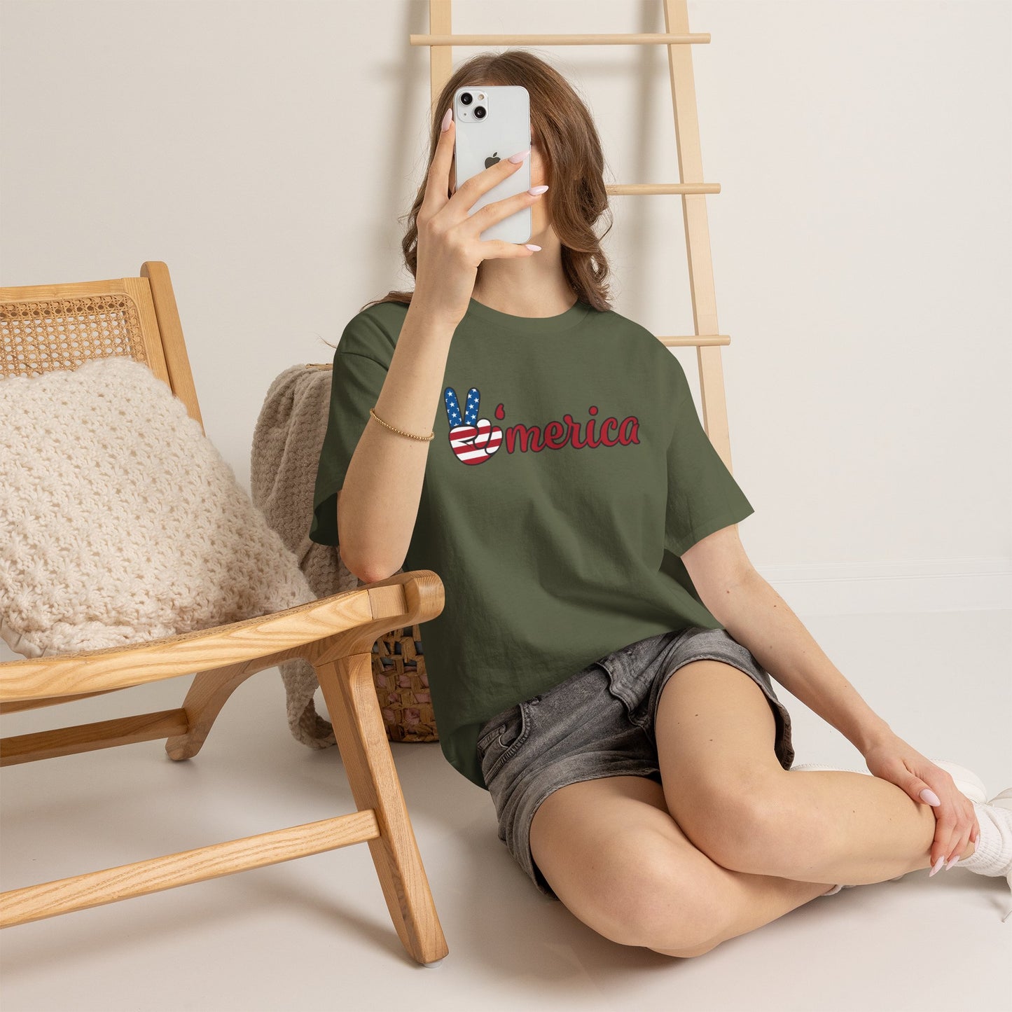 'Merica Peace Sign T-Shirt – Patriotic USA Flag Graphic Tee for 4th of July