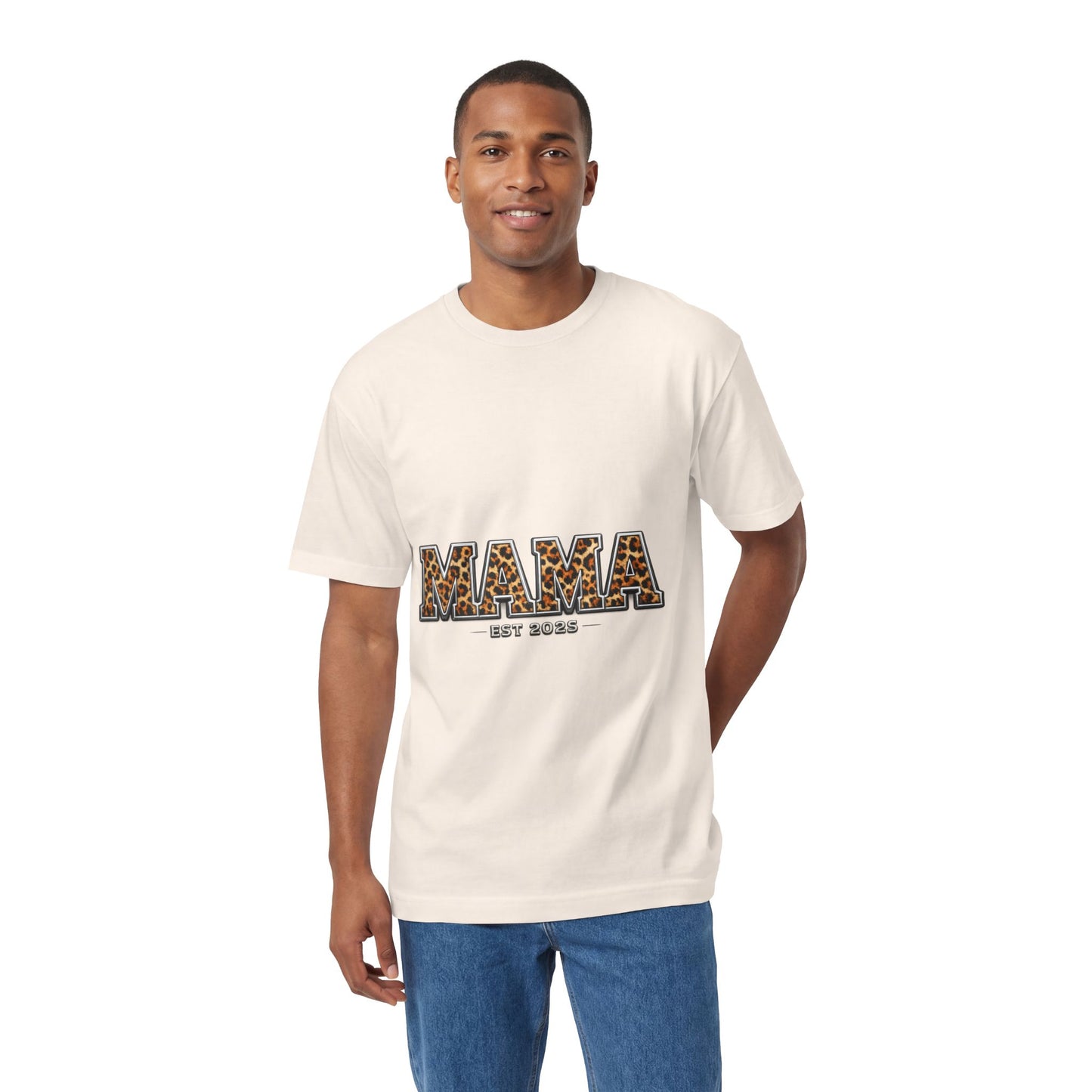 Mama Leopard Print Tee — "MAMA" Est. 1985 Graphic Shirt