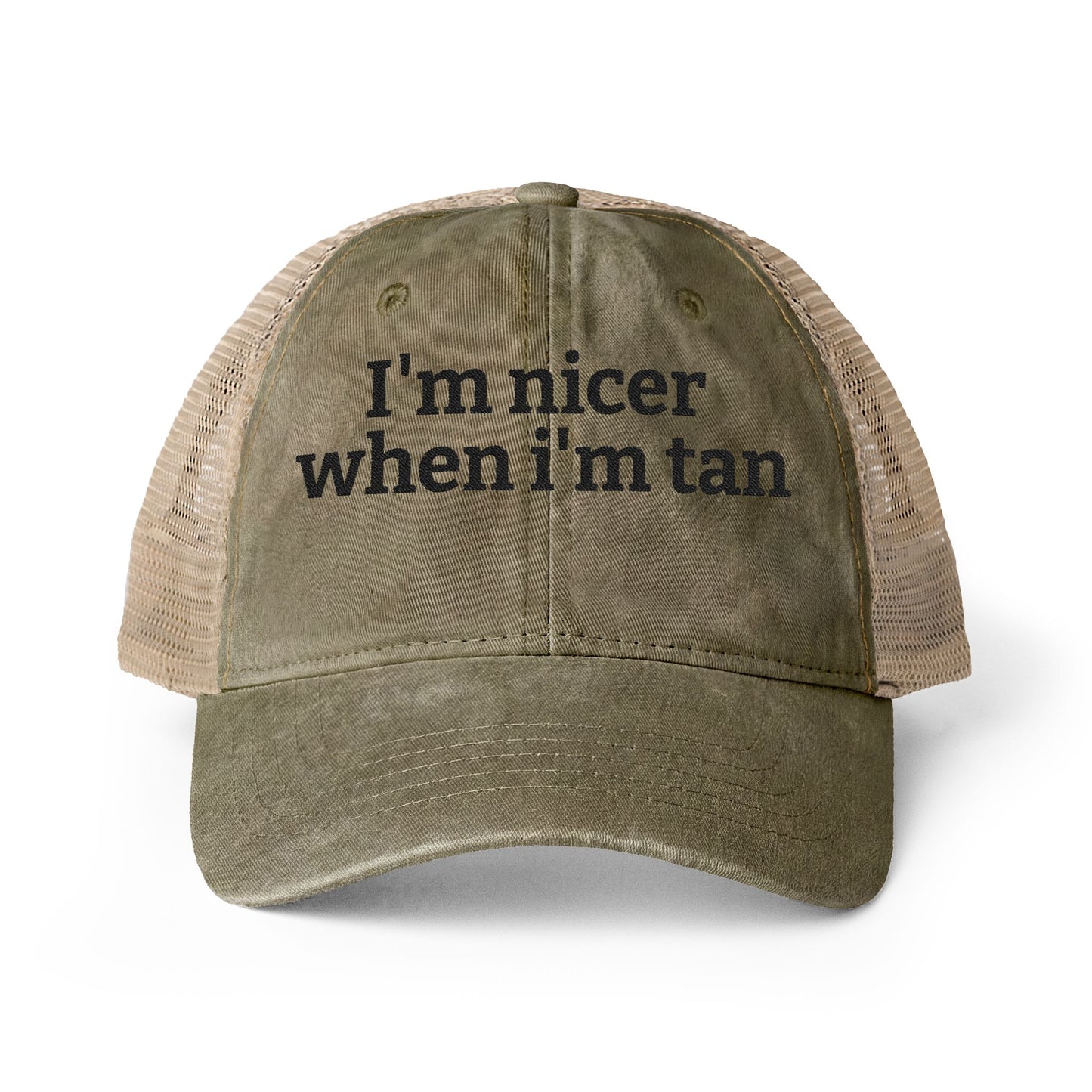 Women's Washed Mesh-Back Cap  "I'm nicer when I'm tan"