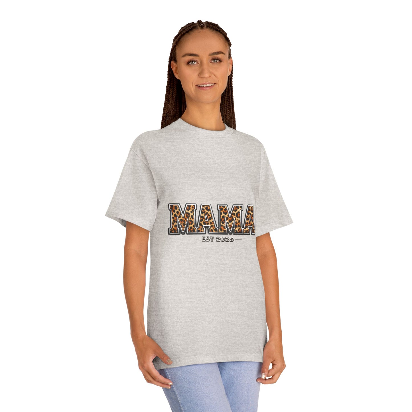 Mama Leopard Print Tee — "MAMA" Est. 1985 Graphic Shirt