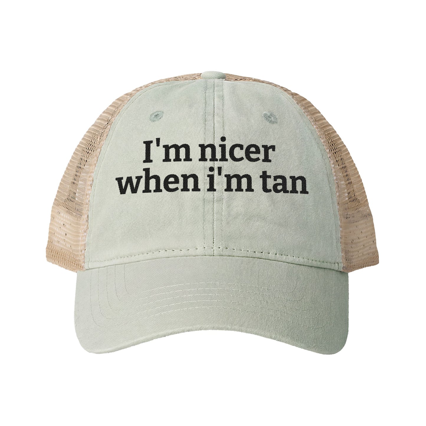 Women's Washed Mesh-Back Cap  "I'm nicer when I'm tan"