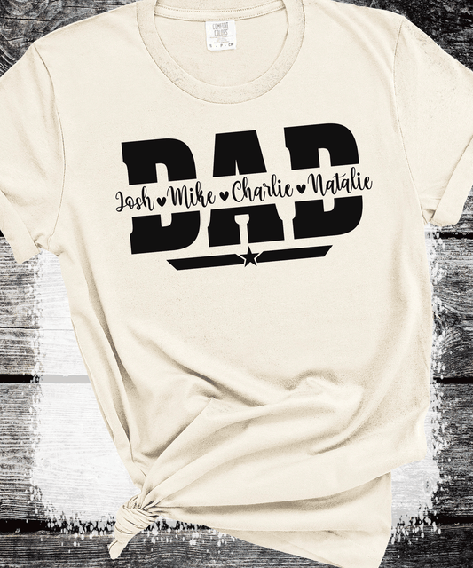Comfort Colors®  Custom Dad Shirt with Kid Names, Father's Day Gift, New Dad Tshirt, Personalized Dad T-Shirt, Custom Kids Names Shirt, Fathers Day Shirt