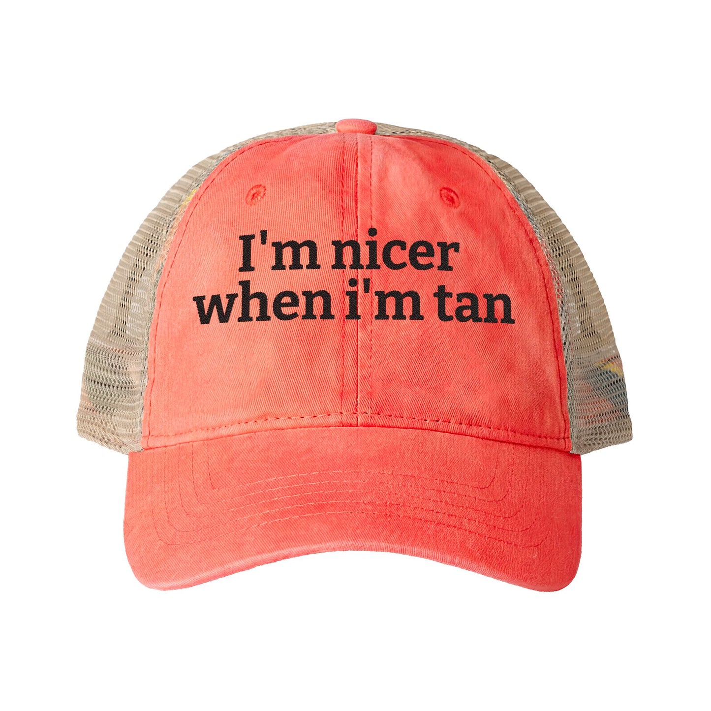 Women's Washed Mesh-Back Cap  "I'm nicer when I'm tan"