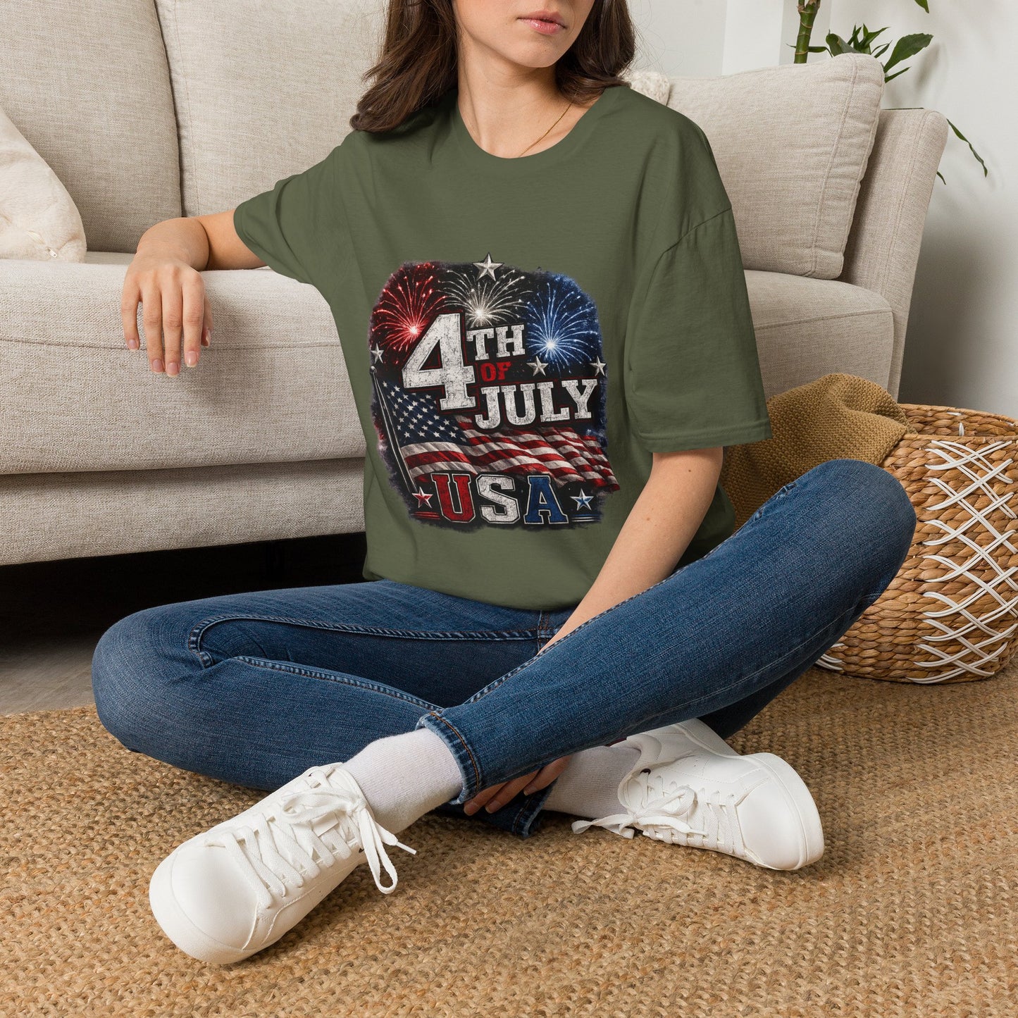 4th of July USA T-Shirt — Patriotic Fireworks Tee