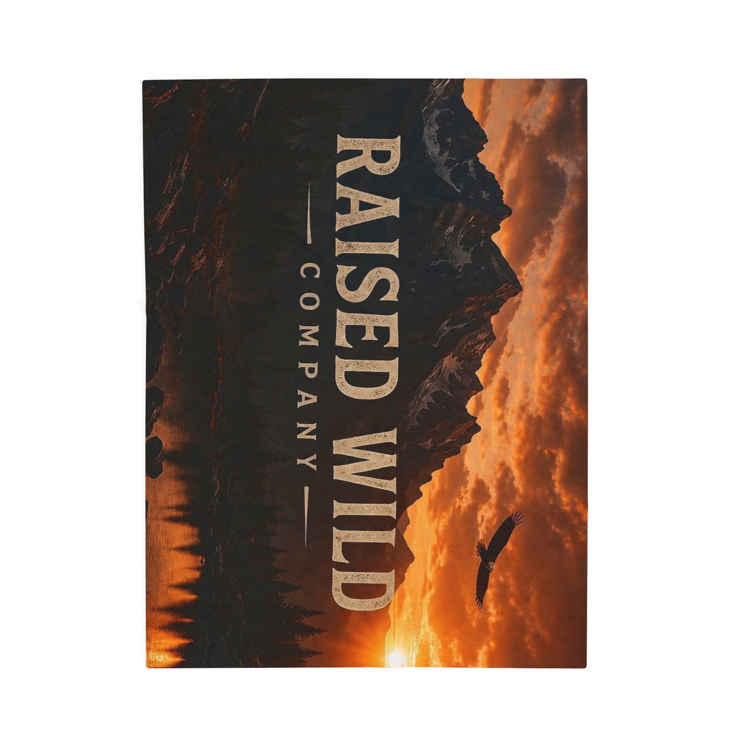Raised Wild Velveteen Plush Blanket — Mountain Sunset Graphic Throw for Outdoor Lovers