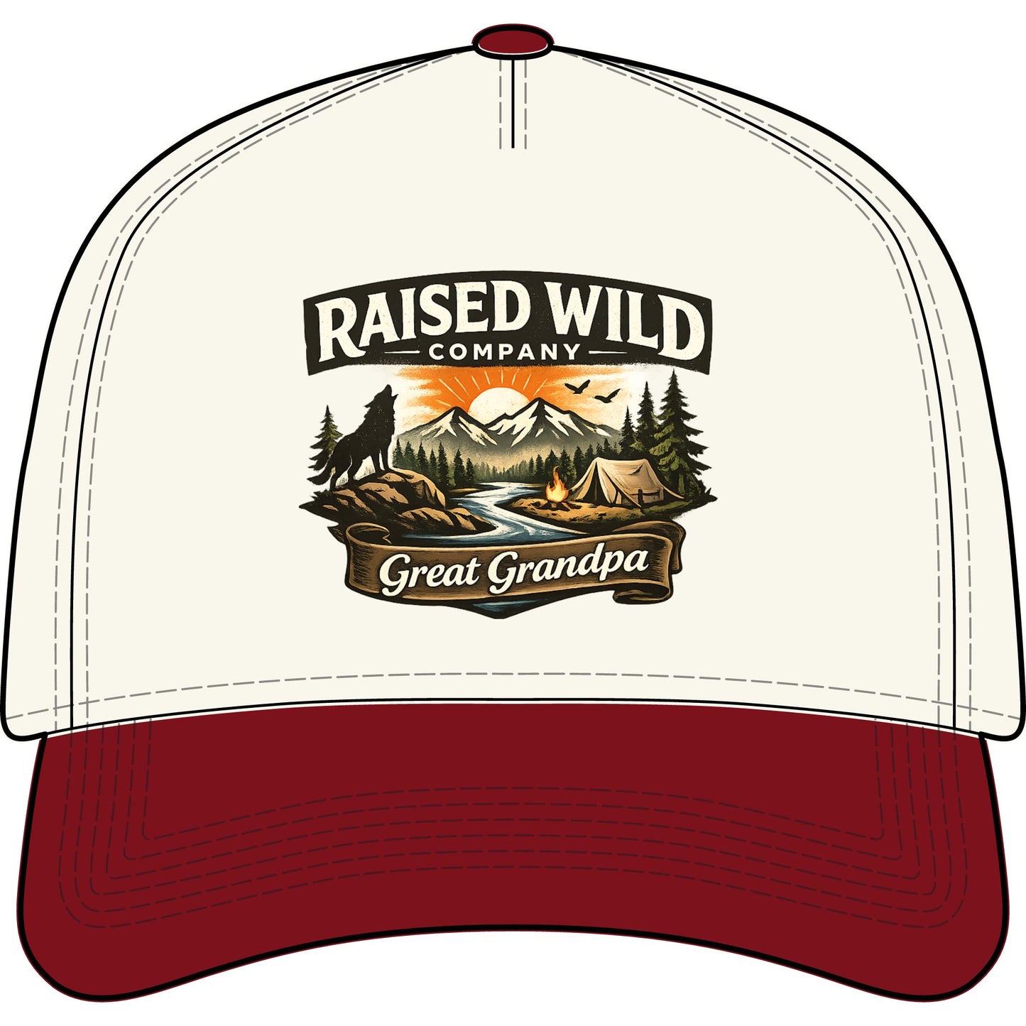 Cap — "Raised Wild Company" Great Grandpa Outdoor Trucker Cap