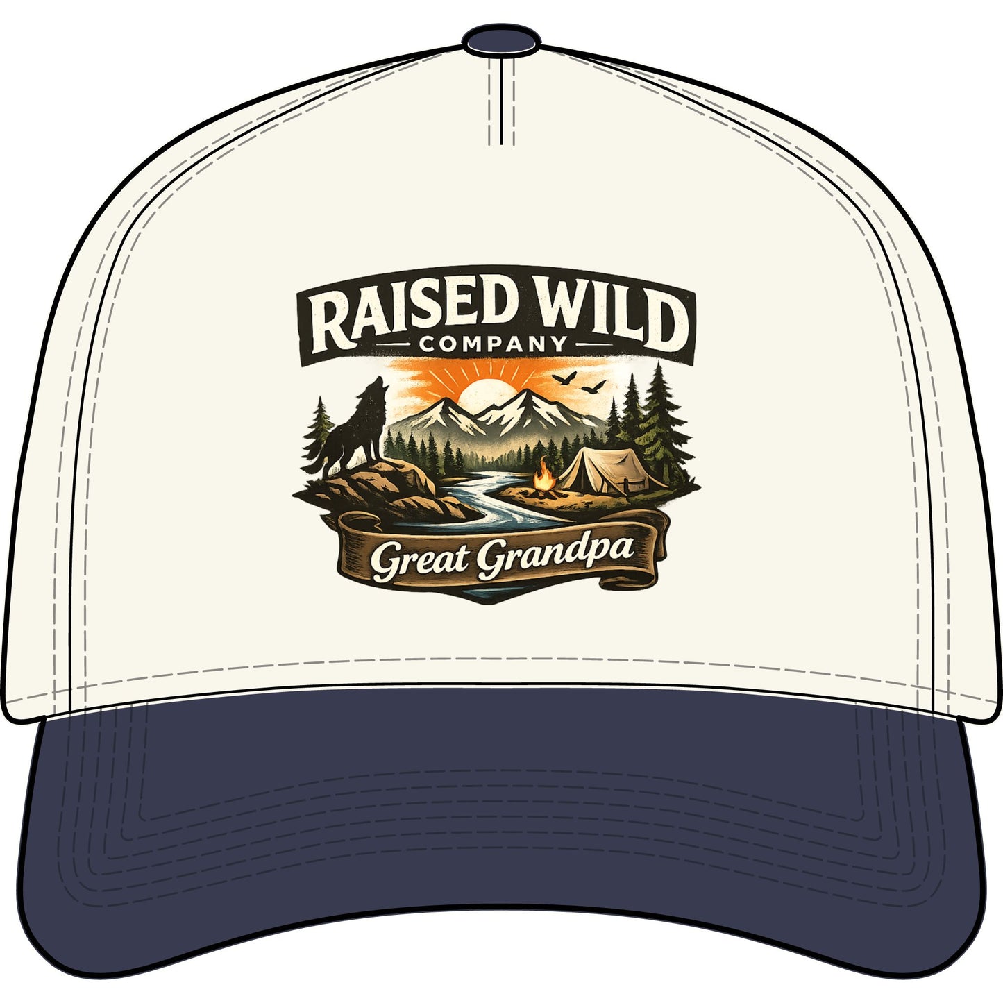 Cap — "Raised Wild Company" Great Grandpa Outdoor Trucker Cap