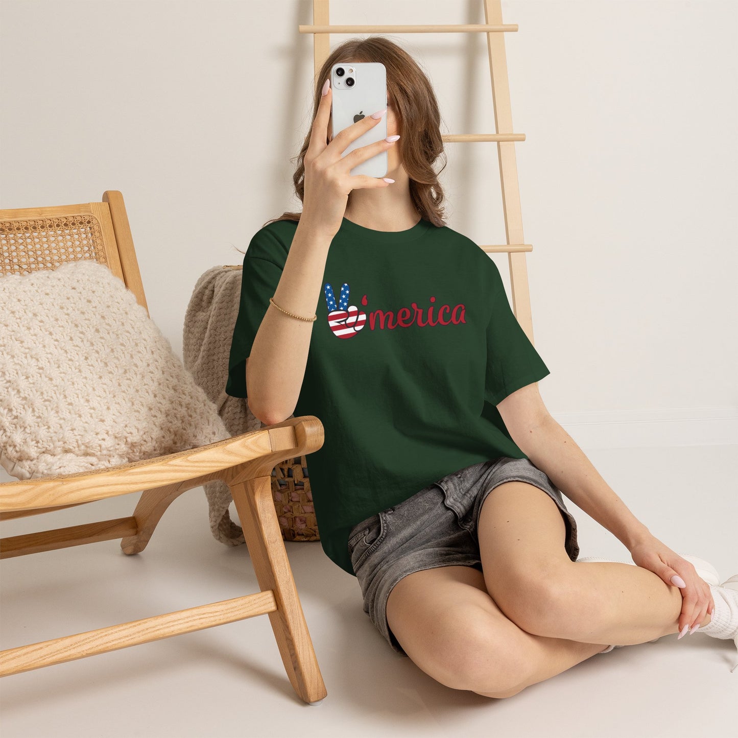 'Merica Peace Sign T-Shirt – Patriotic USA Flag Graphic Tee for 4th of July