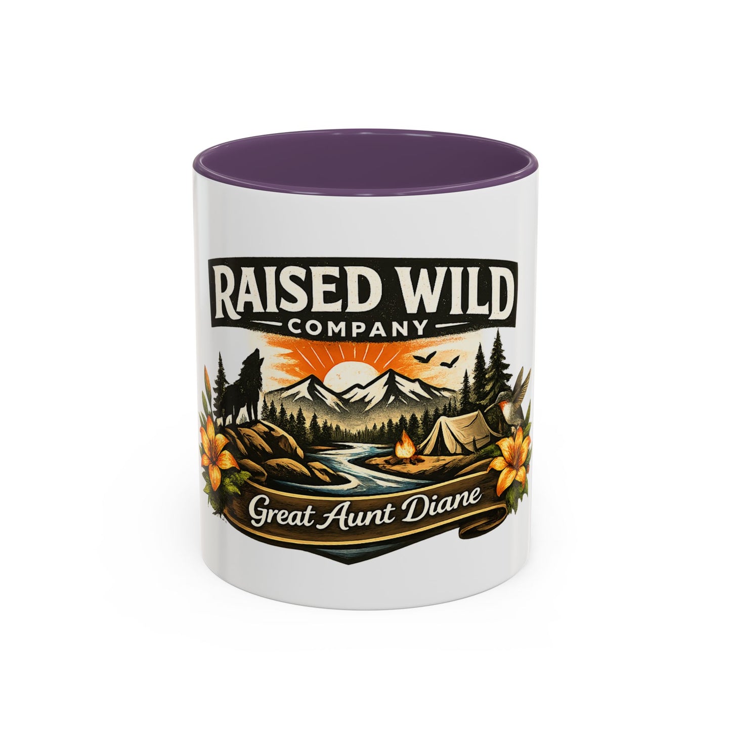 Raised Wild Company Camping Coffee Mug – Personalized “Great Aunt Diane” Gift