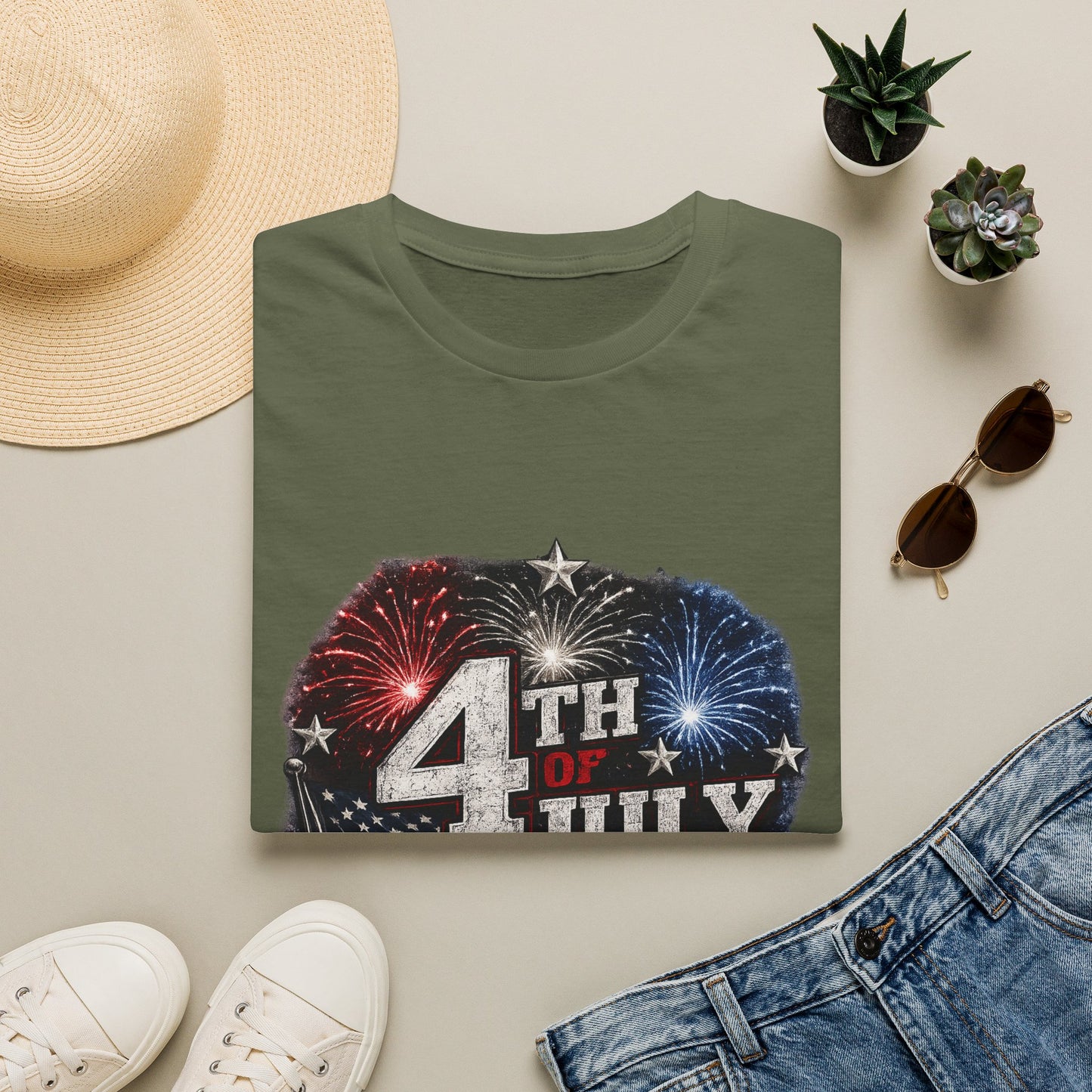 4th of July USA T-Shirt — Patriotic Fireworks Tee