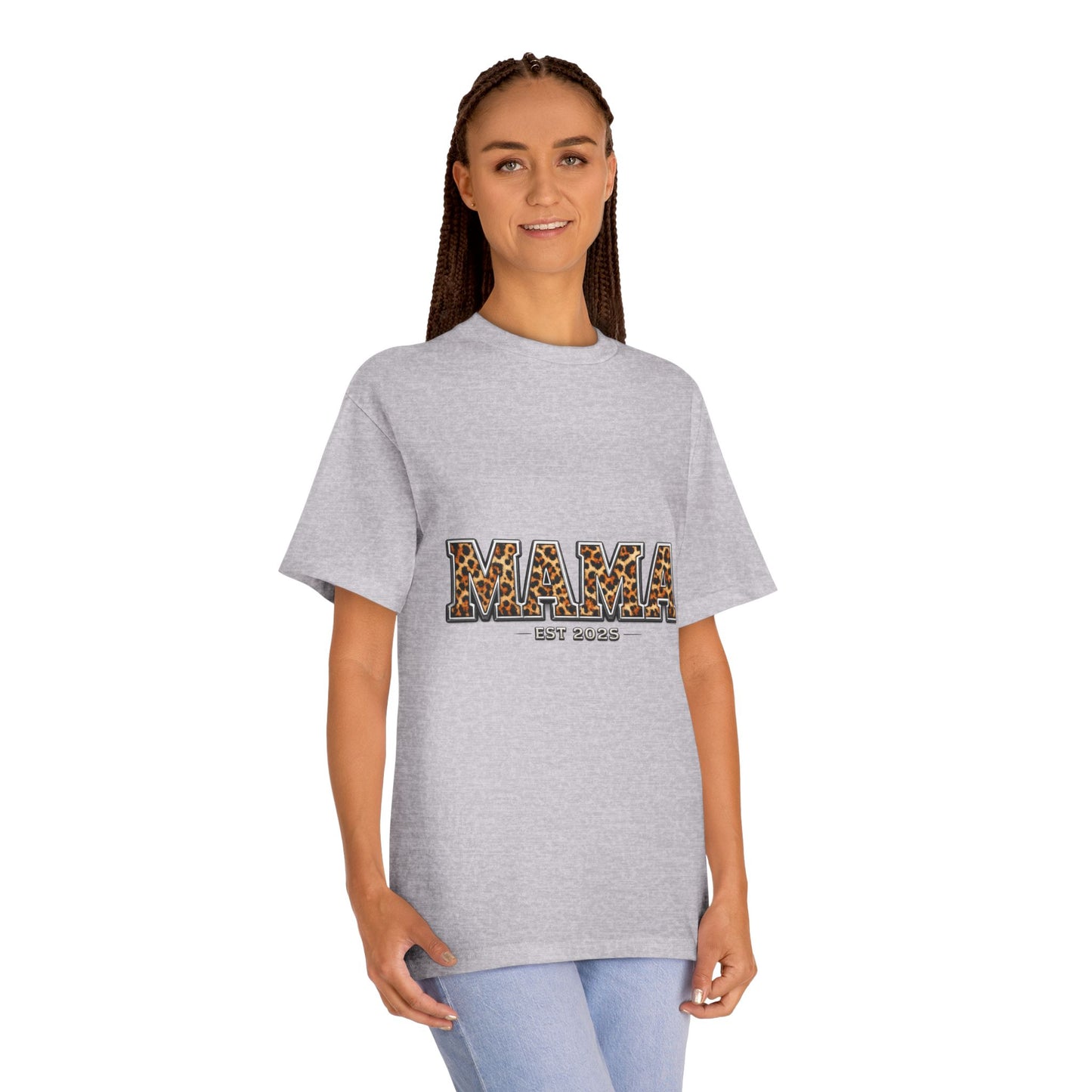 Mama Leopard Print Tee — "MAMA" Est. 1985 Graphic Shirt