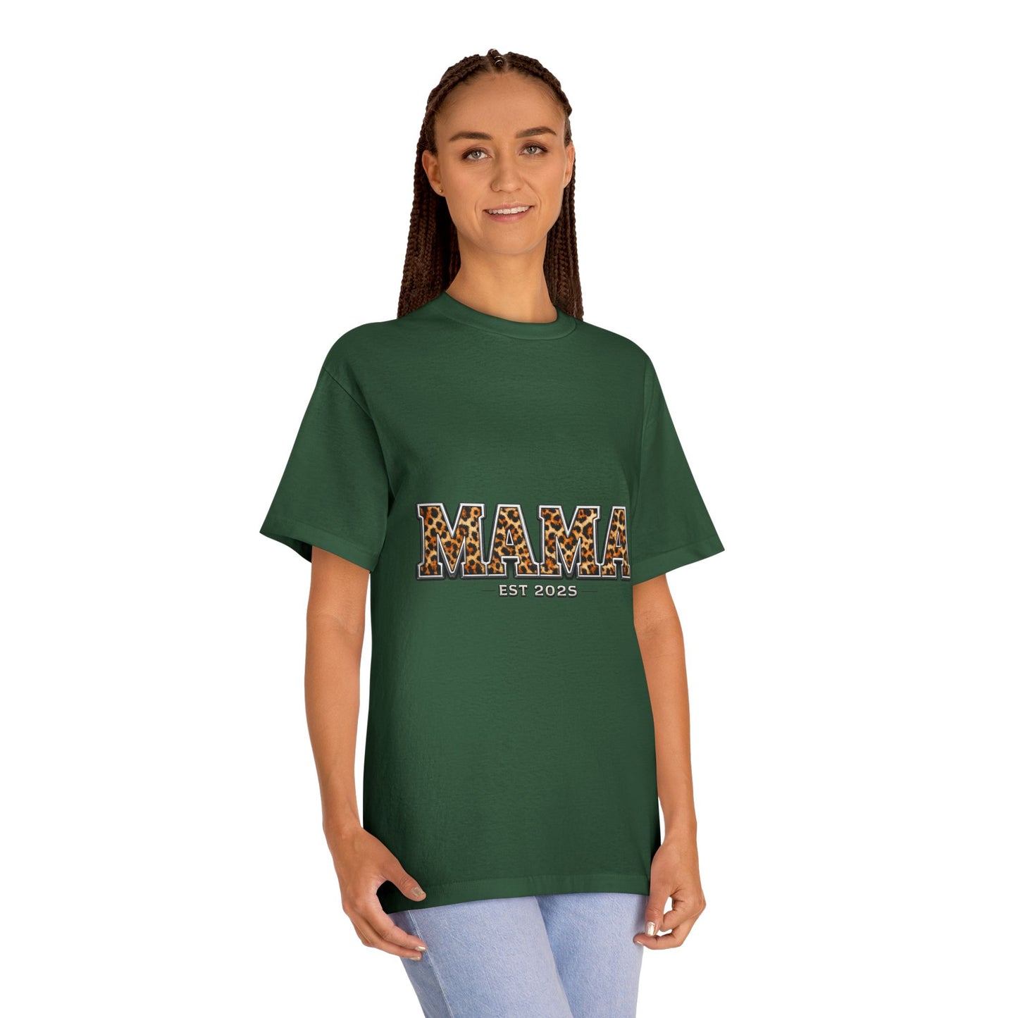 Mama Leopard Print Tee — "MAMA" Est. 1985 Graphic Shirt