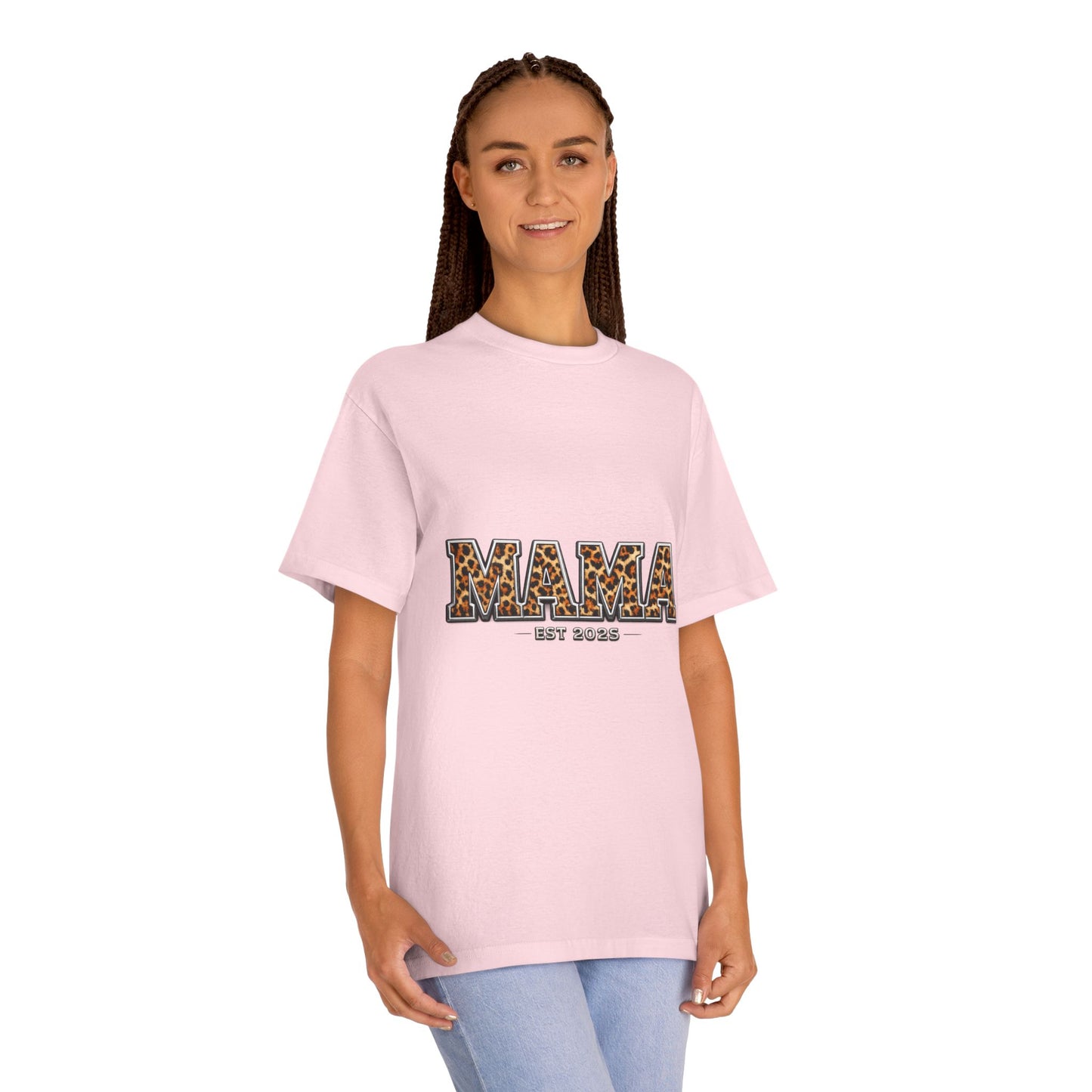 Mama Leopard Print Tee — "MAMA" Est. 1985 Graphic Shirt