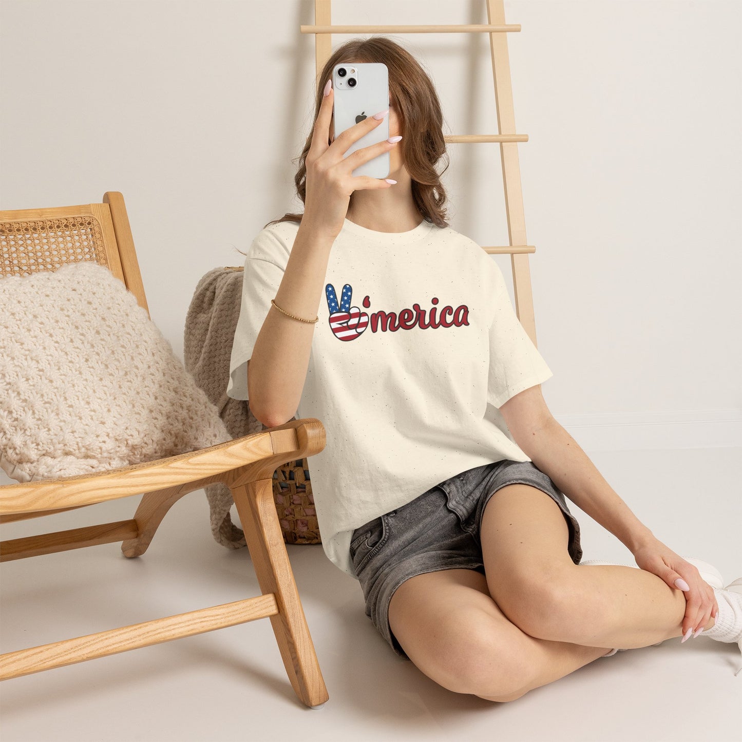 'Merica Peace Sign T-Shirt – Patriotic USA Flag Graphic Tee for 4th of July