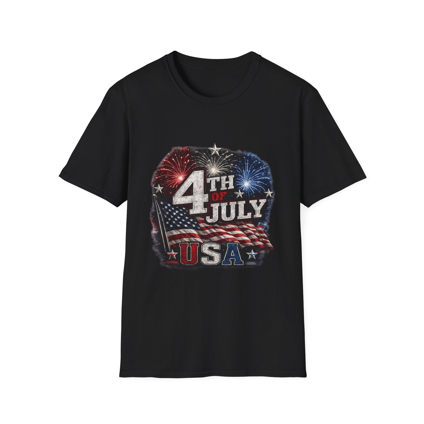 4th of July USA T-Shirt — Patriotic Fireworks Tee