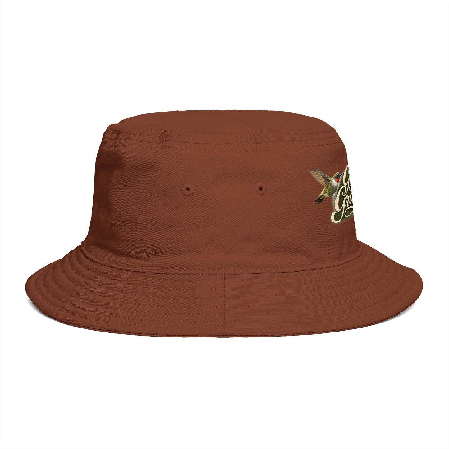Great Grandma Floral Bucket Hat — Vintage Hummingbird & Lily Gift